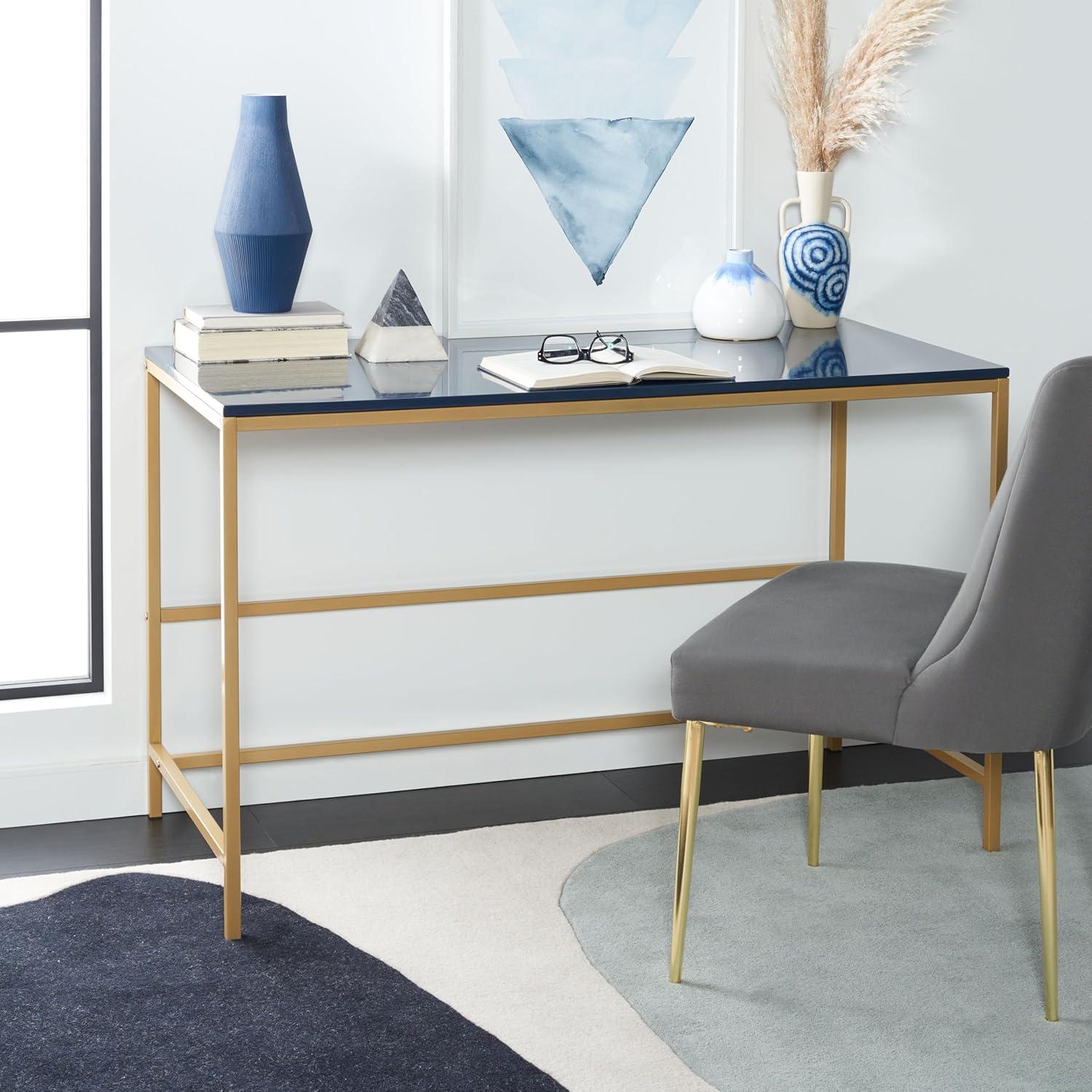 Nova Navy and Gold Wood Writing Desk