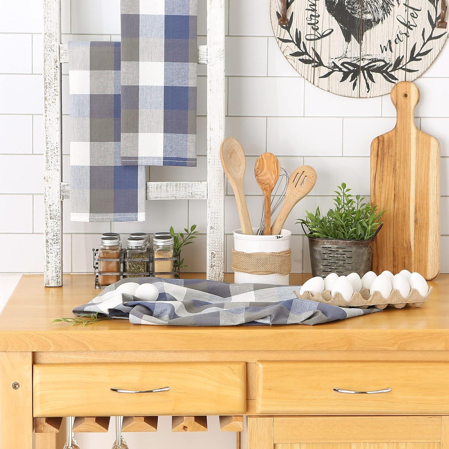 Rustic Multicolor Cotton Check Dish Towels Set