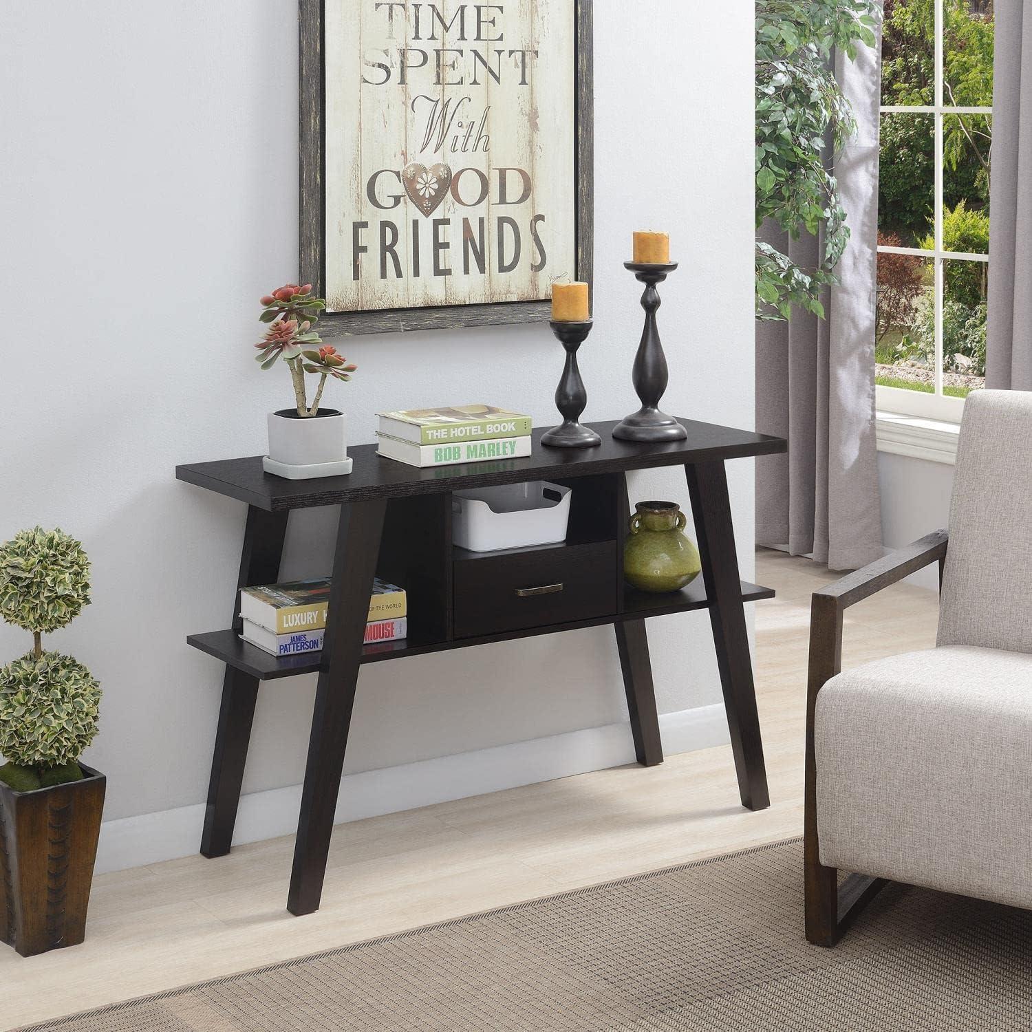 Newport Espresso 48" Metal & Wood Console Table with Storage