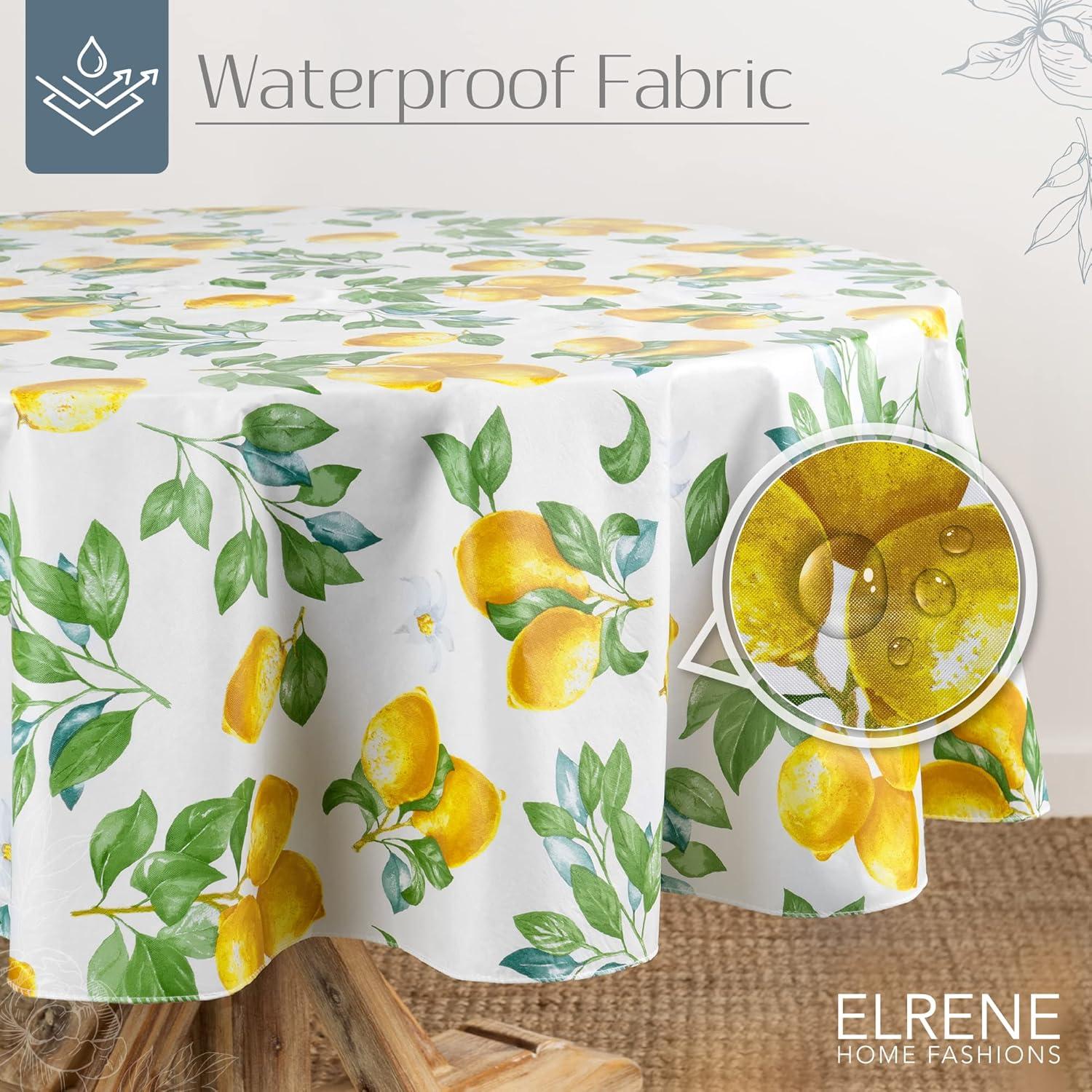 Vintage Lemon and Citrus Blooms Vinyl Rectangle Tablecloth