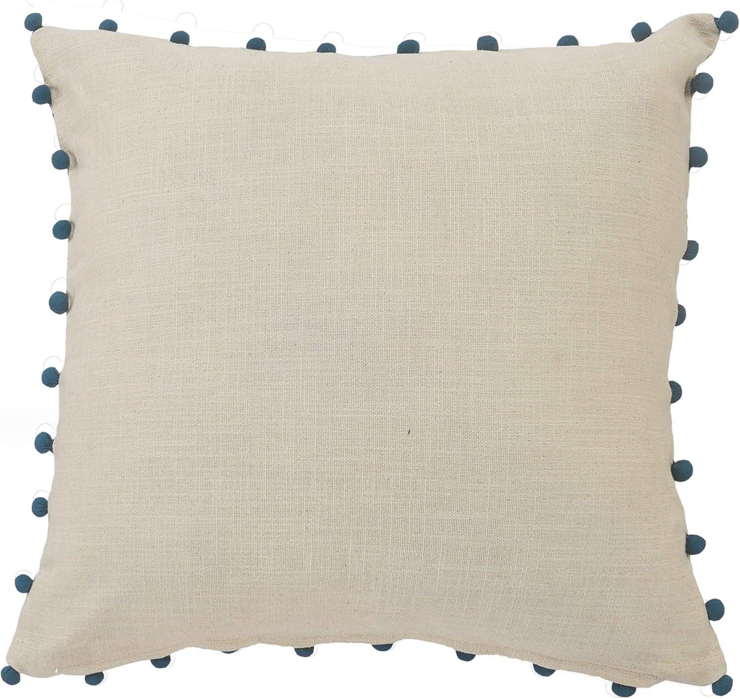 Navy and Off-White Bohemian Floral Square Throw Pillow