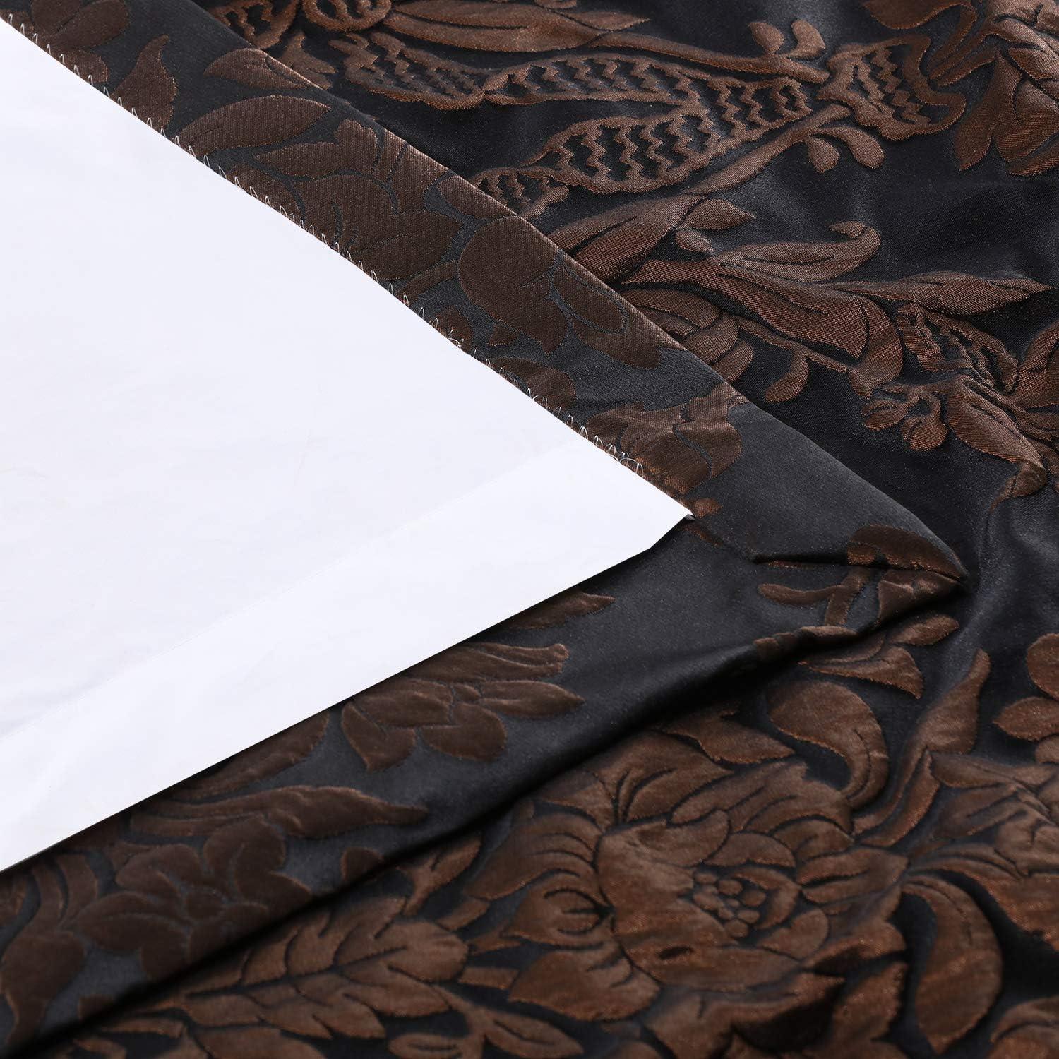 Black and Copper Faux Silk Room-Darkening Curtain Panel, 120" x 50"