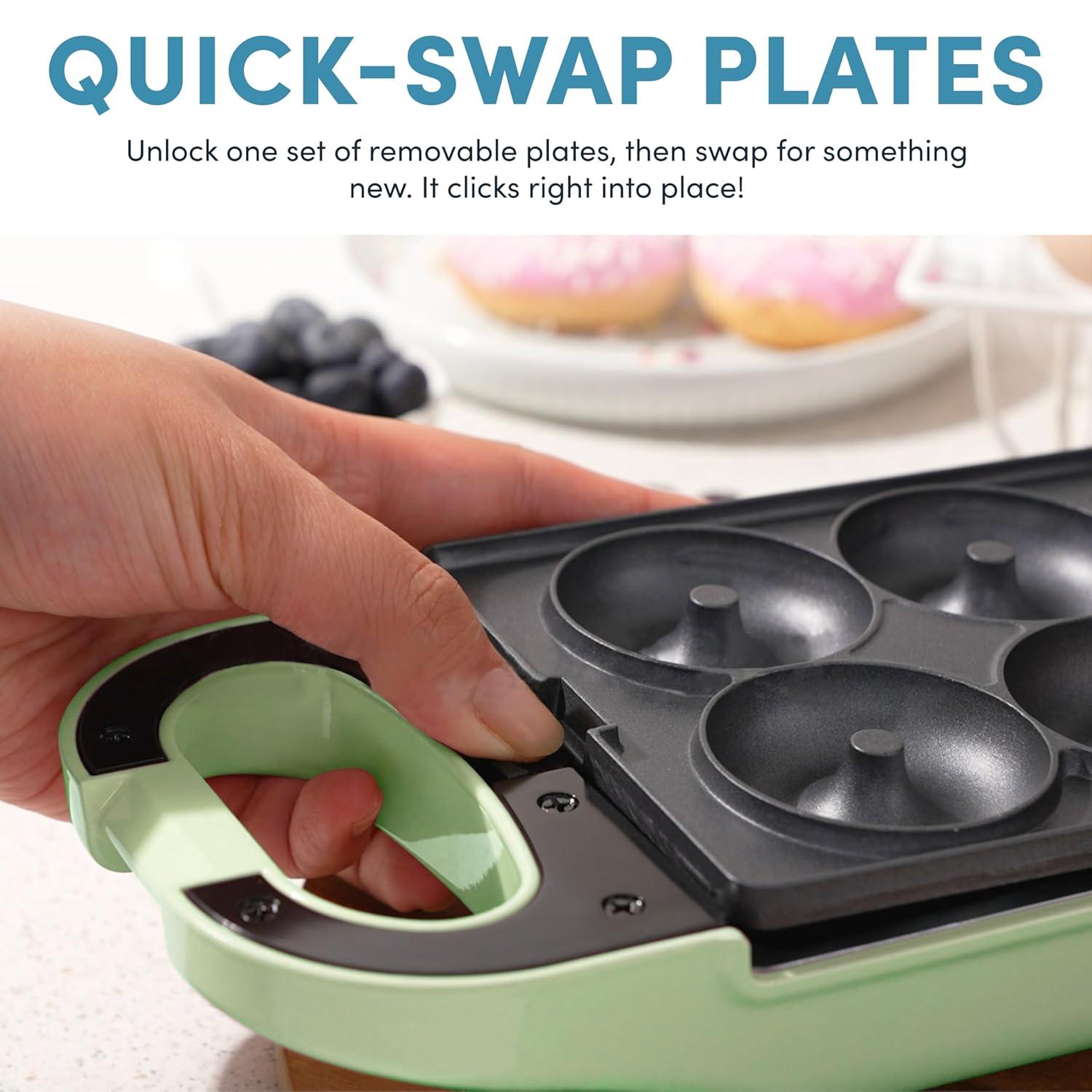 Aroma Aroma® Swap & Flip Waffle Maker With Removable Plates: 3-in-1 Panini Press, Mini Donut Maker, And Waffle Iron