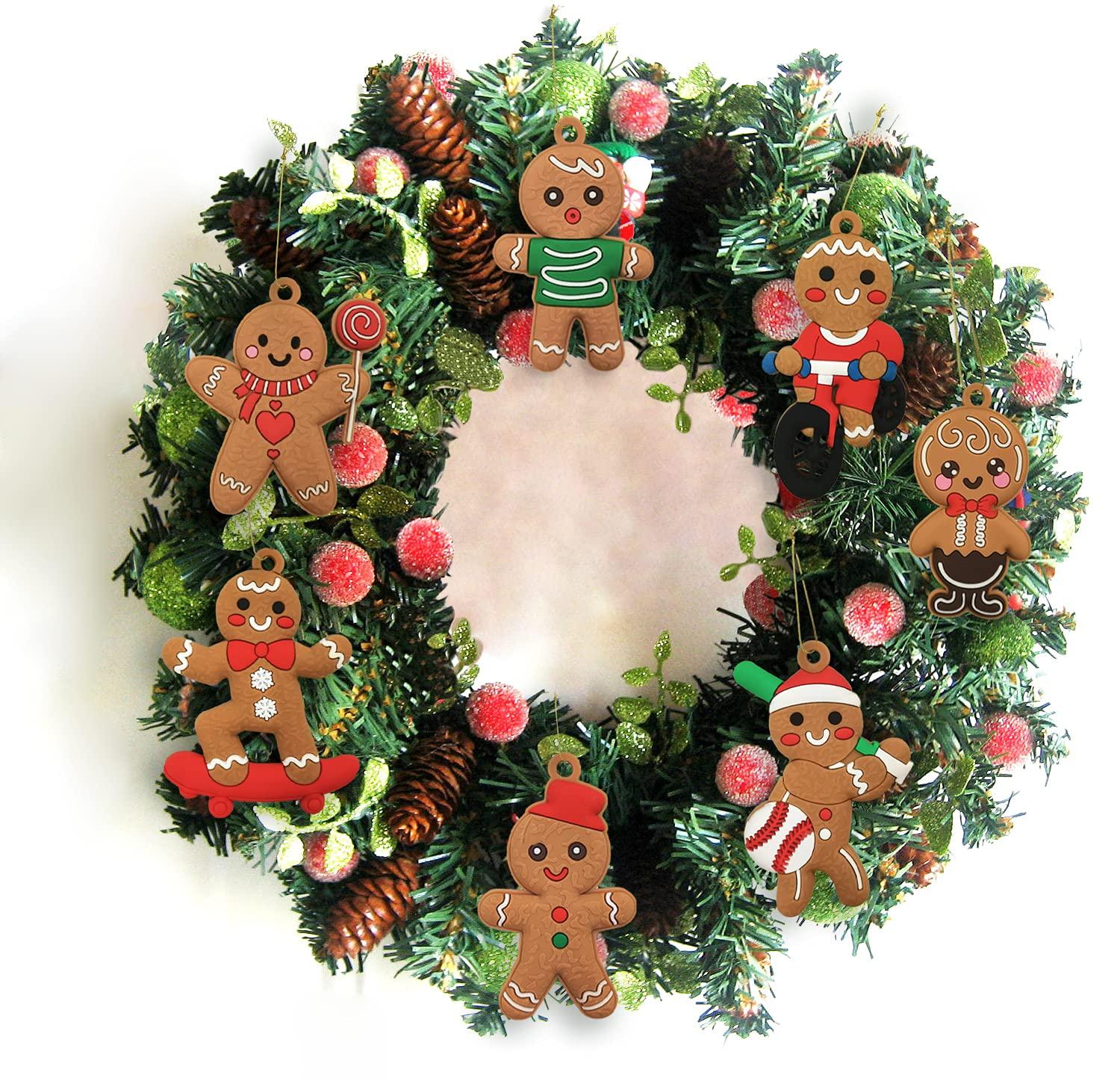 Multicolor PVC Gingerbread Man Christmas Tree Ornaments Set