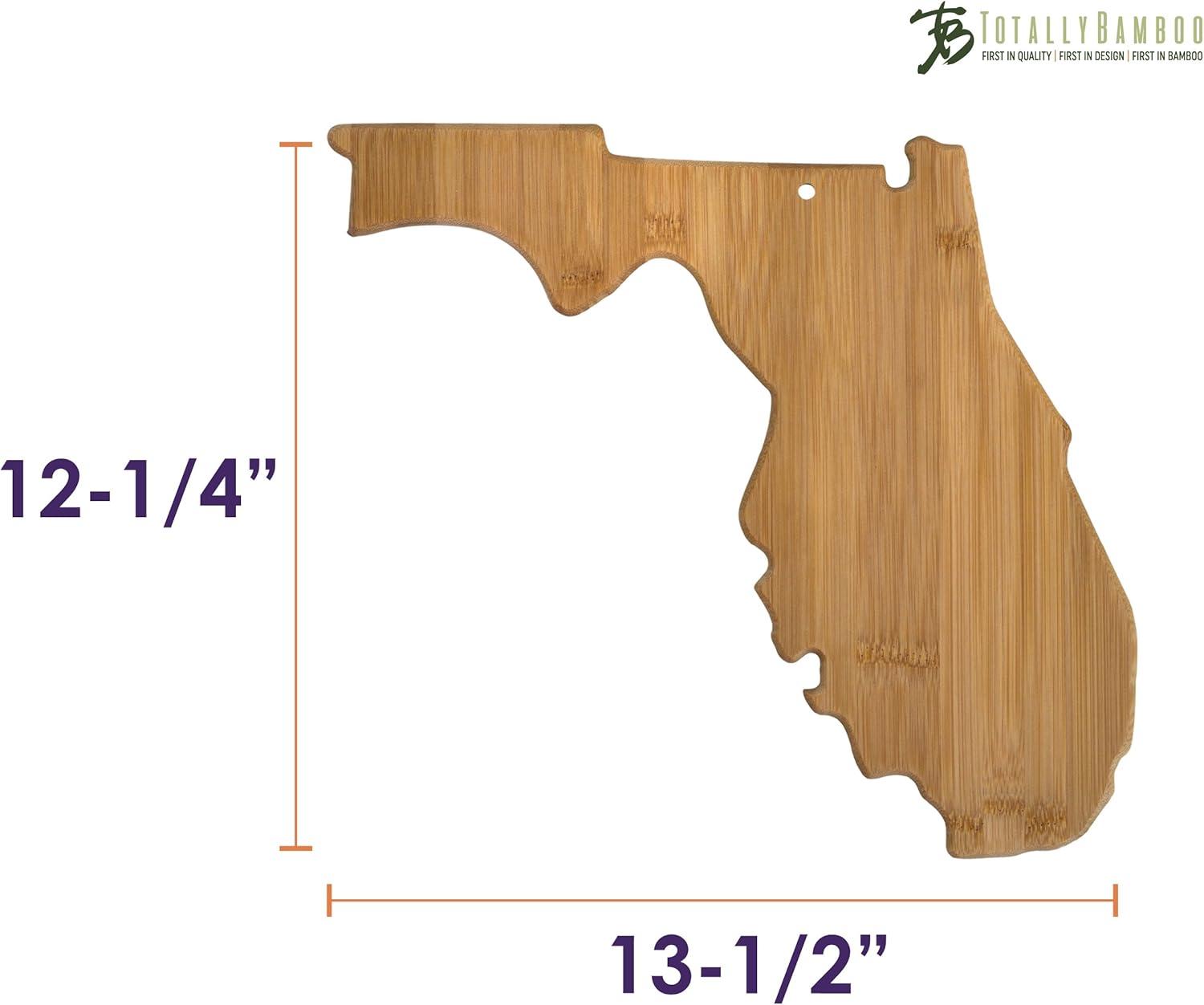 Totally Bamboo Florida State Shaped Serving and Cutting Board, Includes Hang Tie for Wall Display