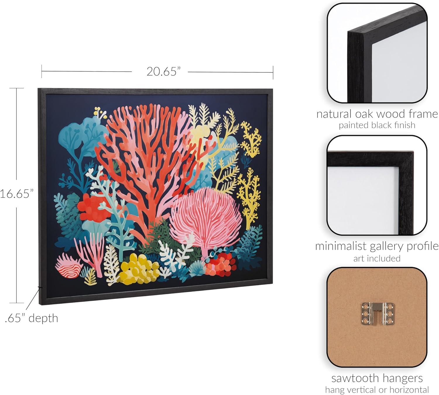 Kate & Laurel All Things Decor 20"x16" Gallery Bright Coral Underwater Ocean Print by The Creative Bunch Studio Black
