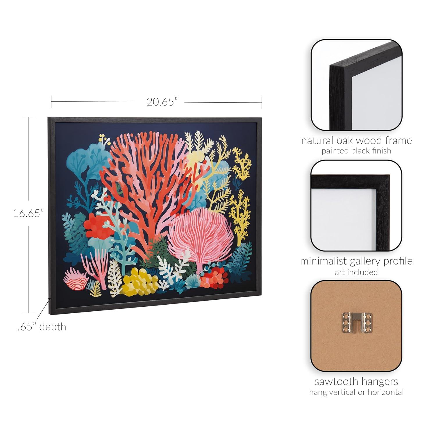 Kate & Laurel All Things Decor 20"x16" Gallery Bright Coral Underwater Ocean Print by The Creative Bunch Studio Black