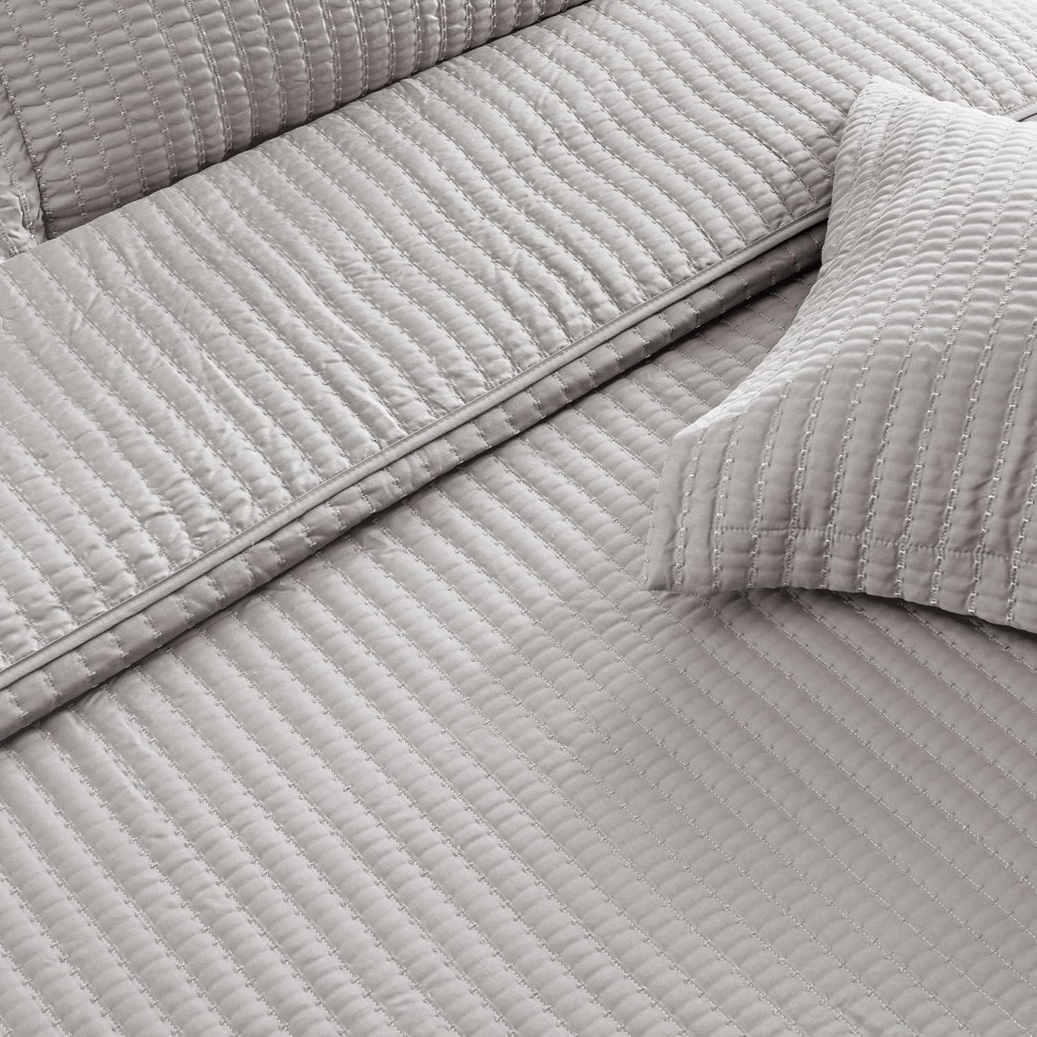 FreshFolds Modern & Contemporary Stripe Stitched Quilt Set with Shams