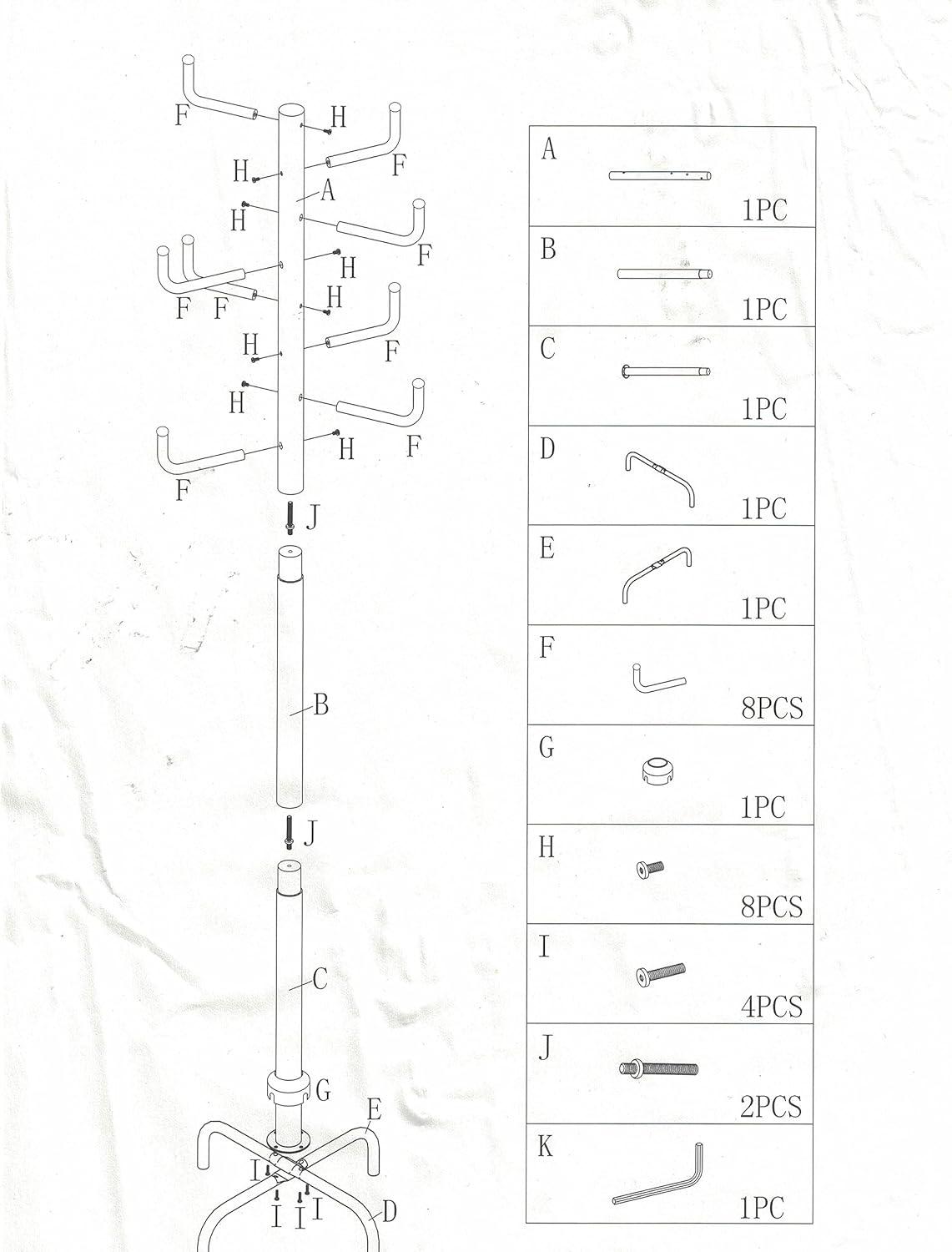 Frenchi Home Furnishing 8 Hooks Metal Coat Rack