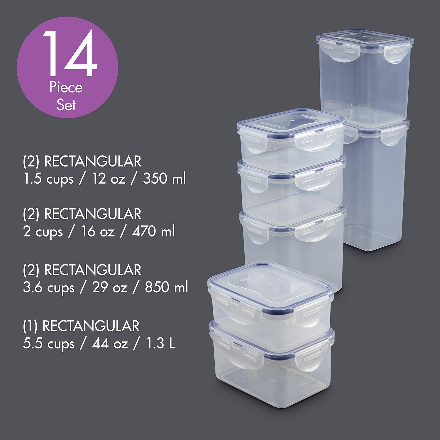 Clear BPA-Free Plastic Food Storage Container Set, 14-Piece