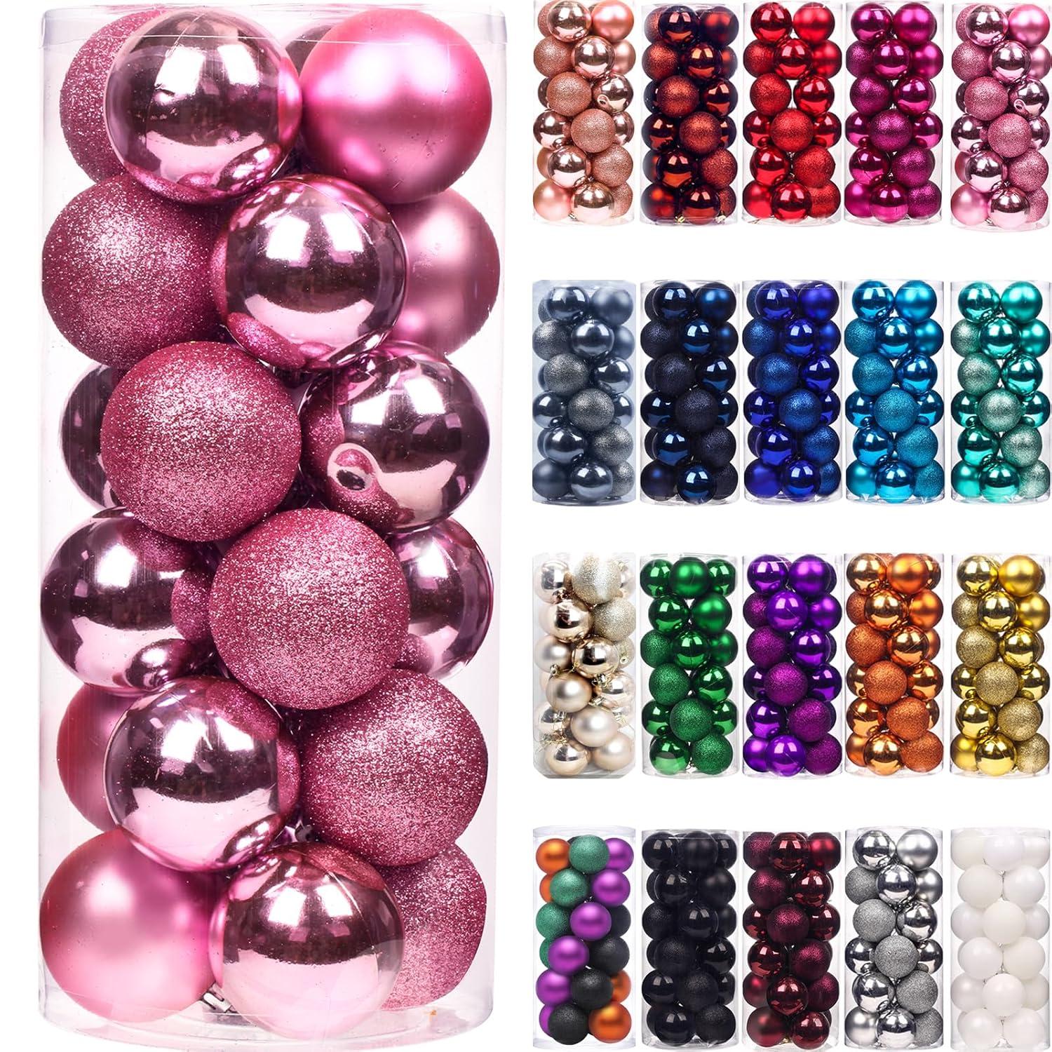 Fuebueo Clearance! 24Pcs Christmas Balls Ornaments for Xmas Christmas Tree (1.2"-3.1CM)