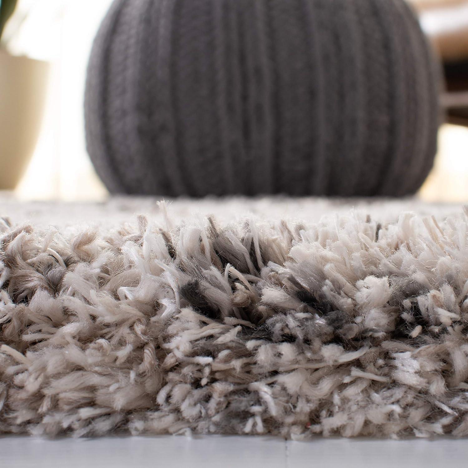 Iceland Shag ISG514 Power Loomed Area Rug - Cream/Grey - 5'3"x5'3" - Safavieh