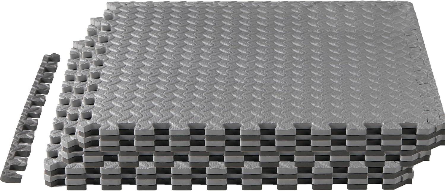 Yes4All 24, 48, 120 SQ. FT Puzzle/Interlocking Exercise Mat Tiles for Home Gym, Exercise EVA Foam Floor Padding with Border for Workout Equipment