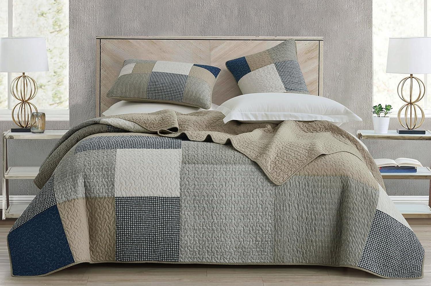 Chezmoi Collection Addy Cotton Patchwork Quilt Set