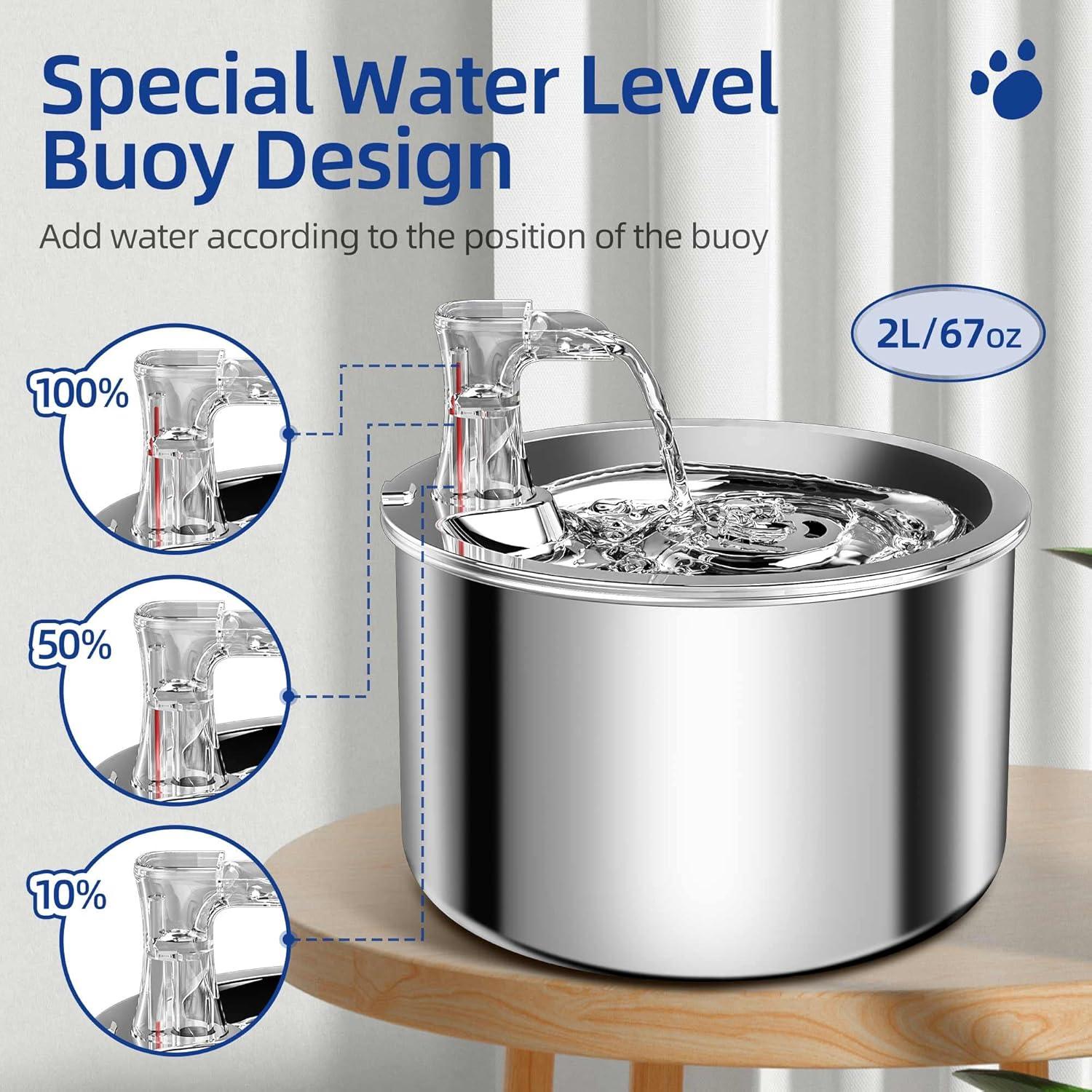 Stainless Steel Automatic Pet Water Fountain with Ultra-Quiet Pump