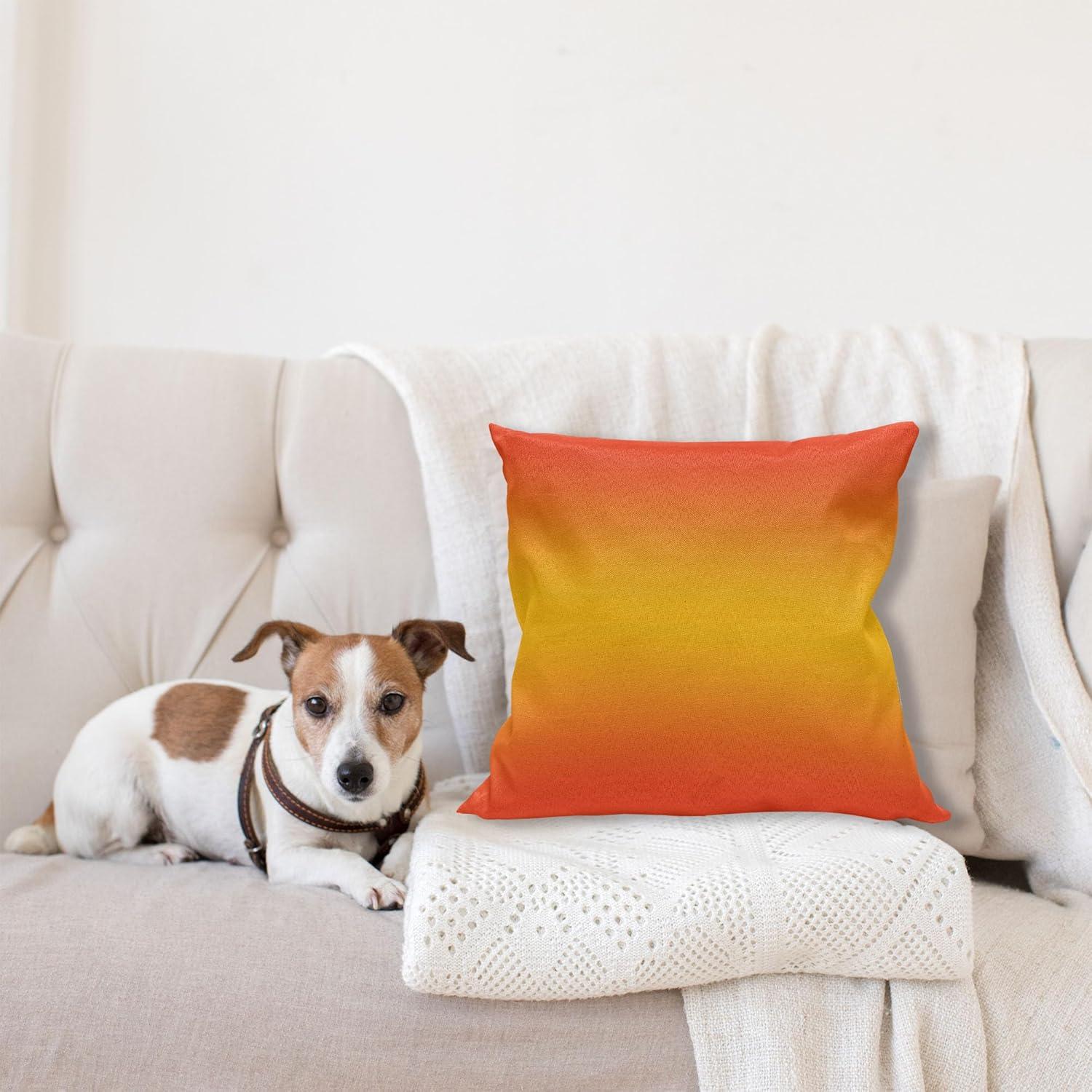 Ombre Throw Pillow Cushion Cover, Tropical Sunset Inspired Summer Themed Design Artistic Modern Room Decorations, Decorative Square Accent Pillow Case, 18 X 18 Inches, Orange Yellow, by Ambesonne