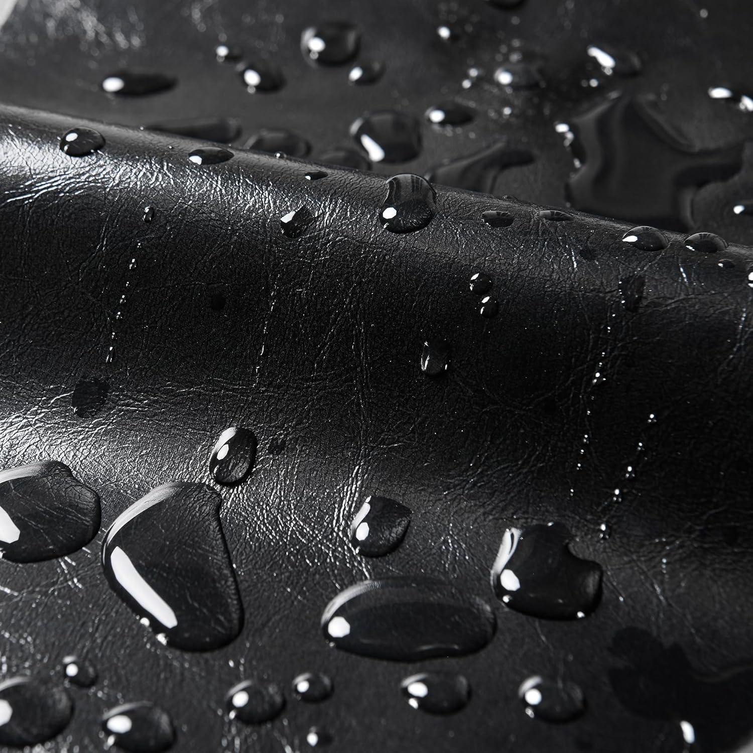 Colamy Black Upholstered Wood Legs Parsons Leather Dining Chairs with Nail head Trim Set of 2 for Dining Room