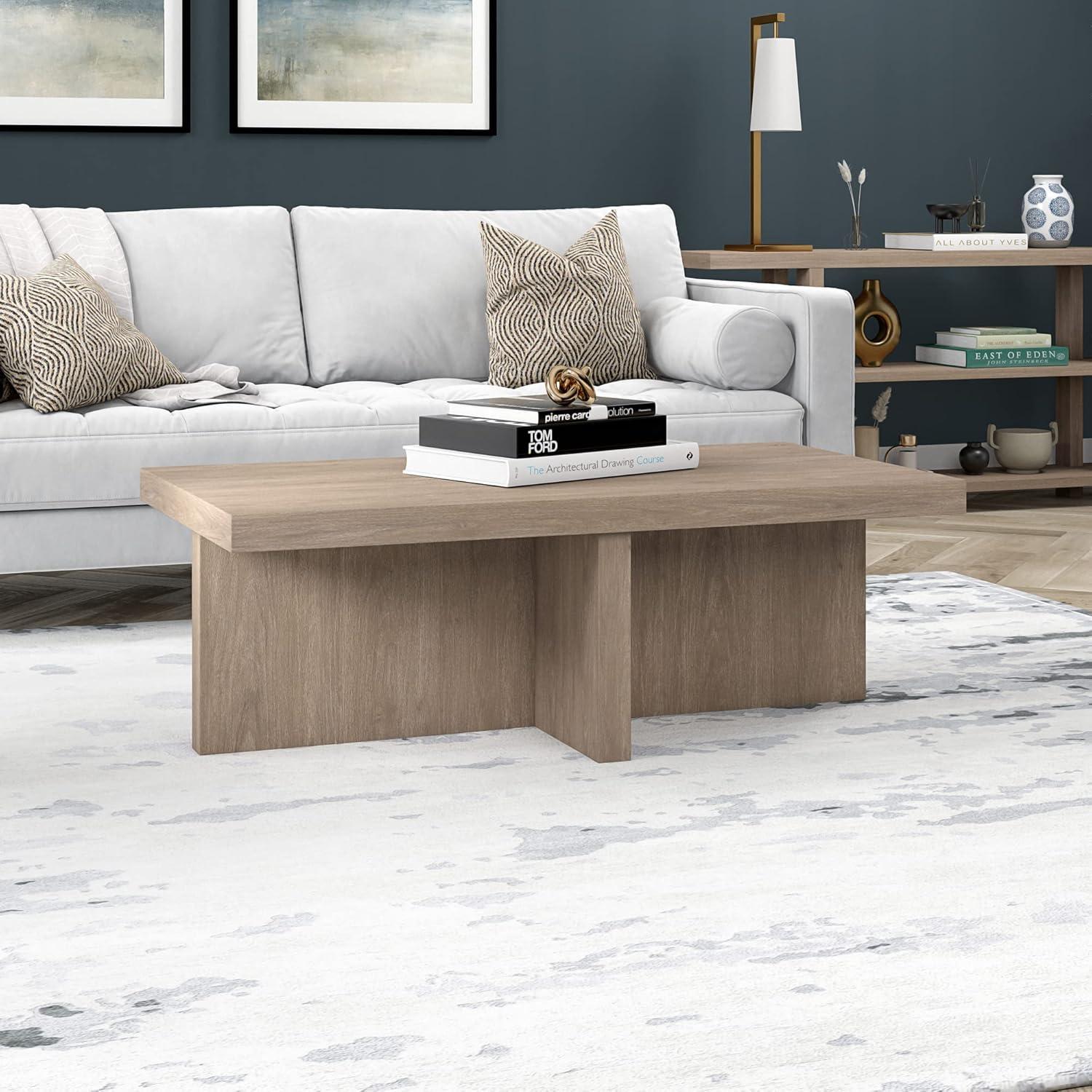 Evelyn&Zoe Contemporary Durable Rectangular Medium Density Fiberboard, Antiqued Gray Oak