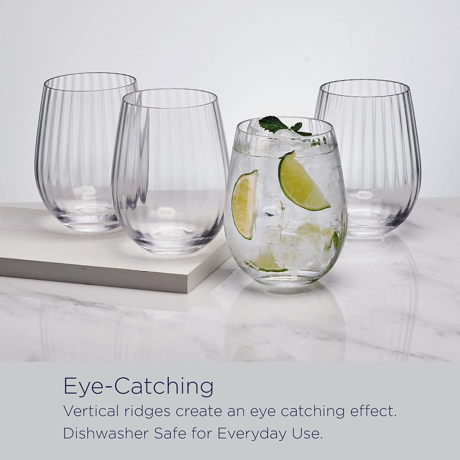 Mikasa Mikasa Optic 18.5-Oz Stemless Wine Glasses, Set Of 4