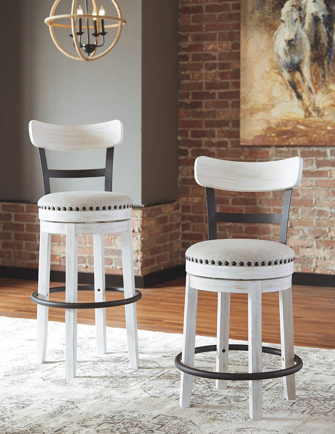 Gracie Oaks Design by Ashley Valebeck Modern Swivel Counter Height Barstool, Whitewash