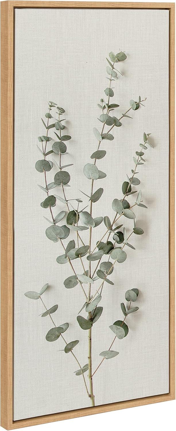 Kate and Laurel Sylvie Eucalyptus Botanical I Framed Canvas by The Creative Bunch Studio, 18x40, Natural