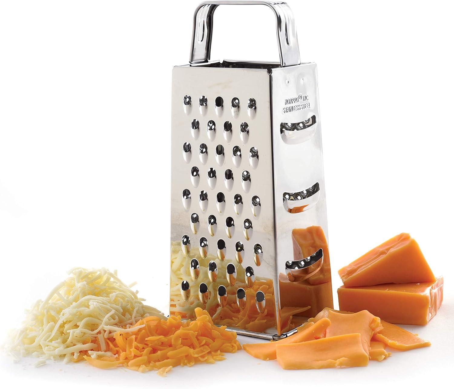 Stainless Steel 4-Sided Box Grater with Handle