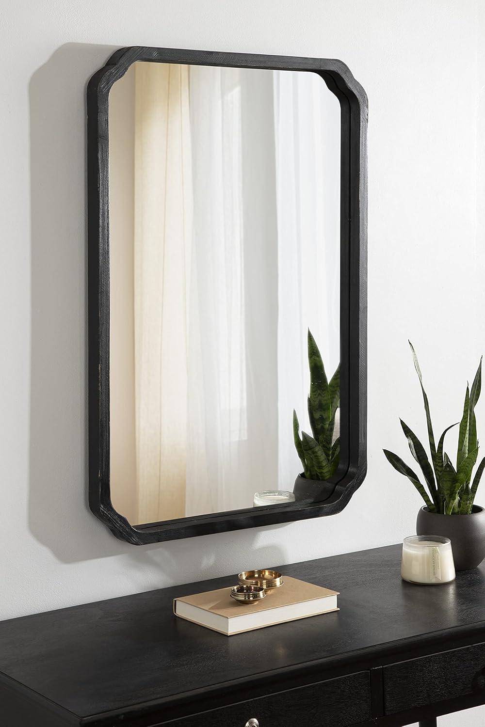 Kate & Laurel All Things Decor 24"x36" Marston Farmhouse Rectangle Wall Mirror Black: Modern Wood Frame, No Assembly Required