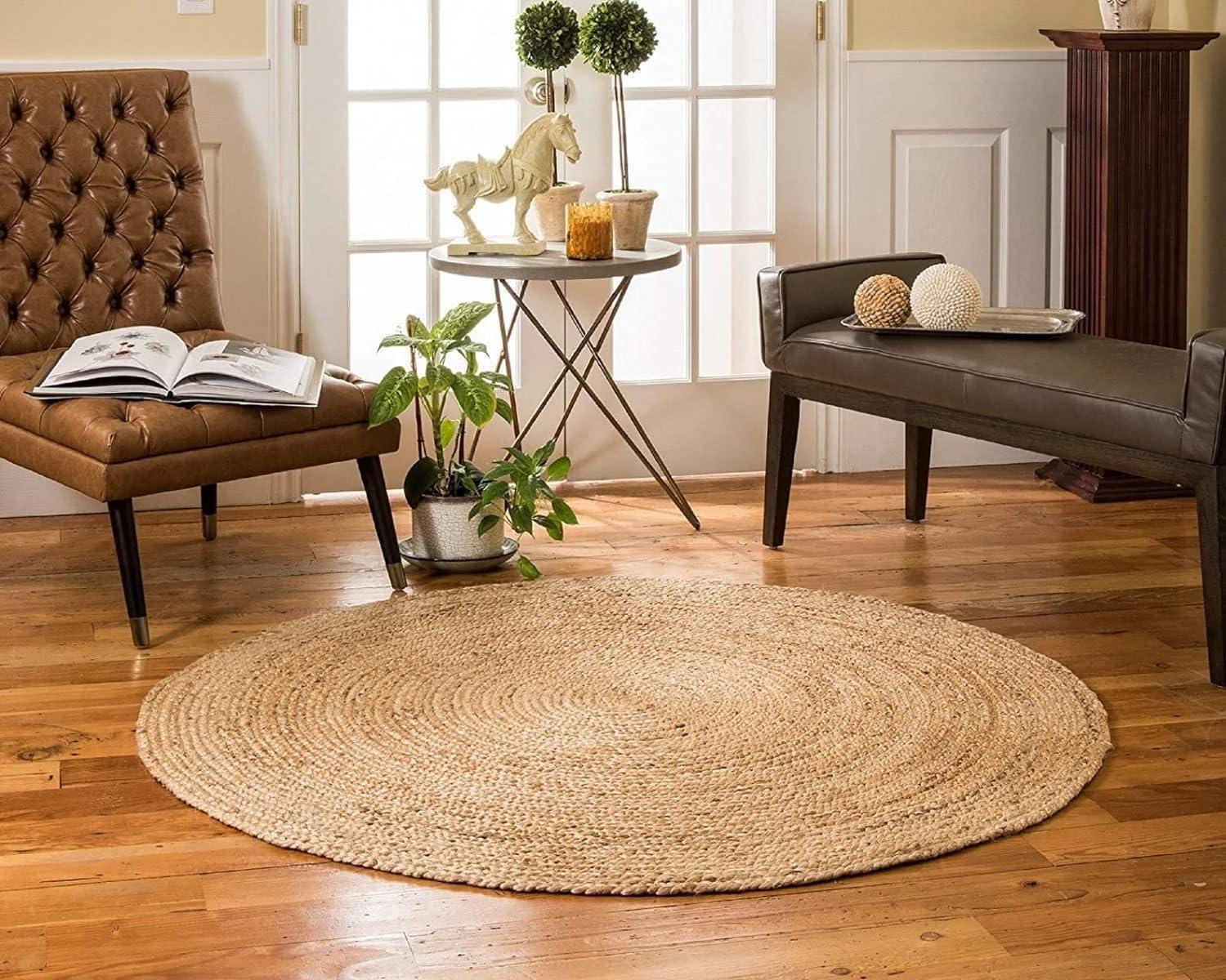 Natural Fiber NFB306 Hand Woven Area Rug - Natural - 3' round - Safavieh.
