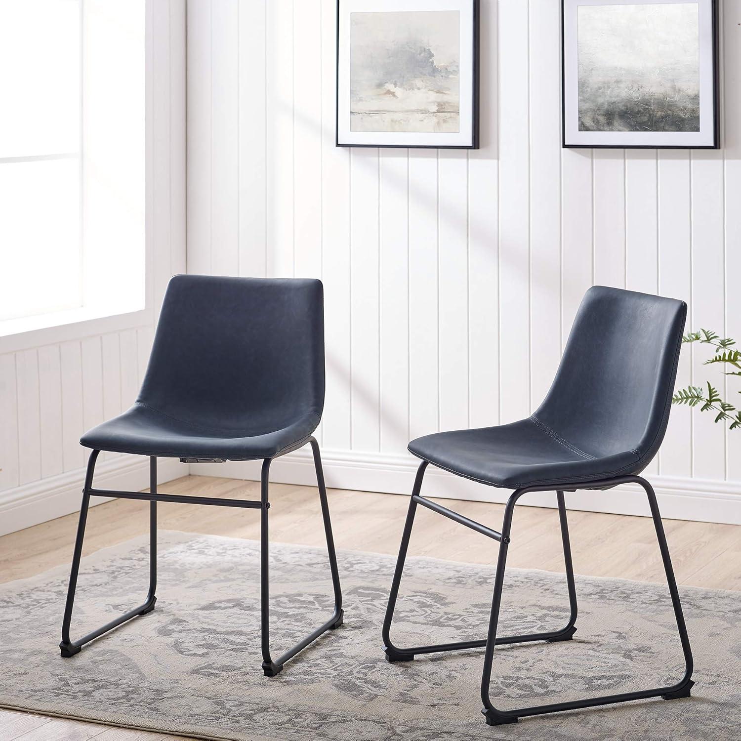 Dayton Urban Industrial Gray Faux Leather Dining Chair, Set of 2