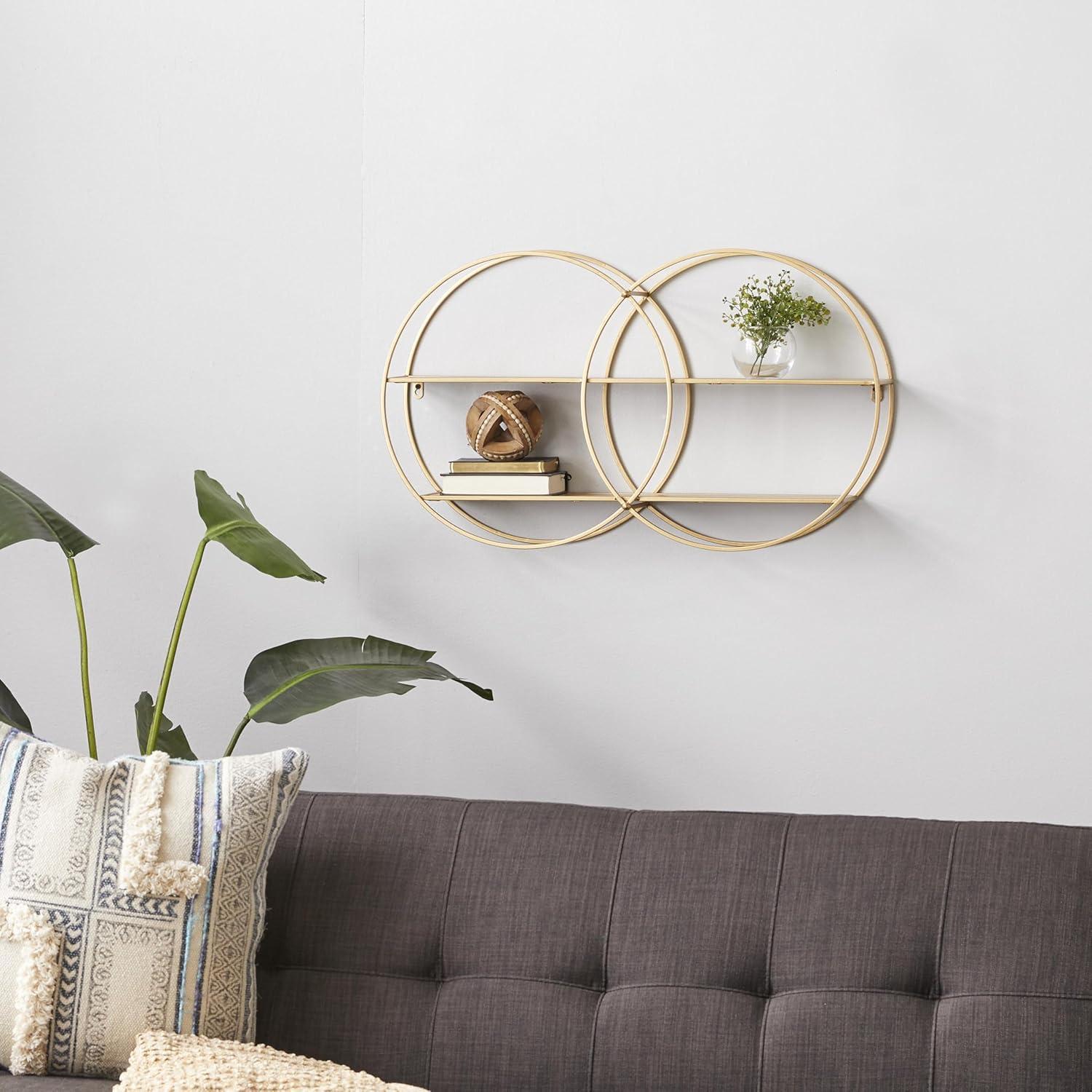 Cosmoliving By Cosmopolitan Gold Metal Contemporary Wall Shelf, 18 X 30 X 6