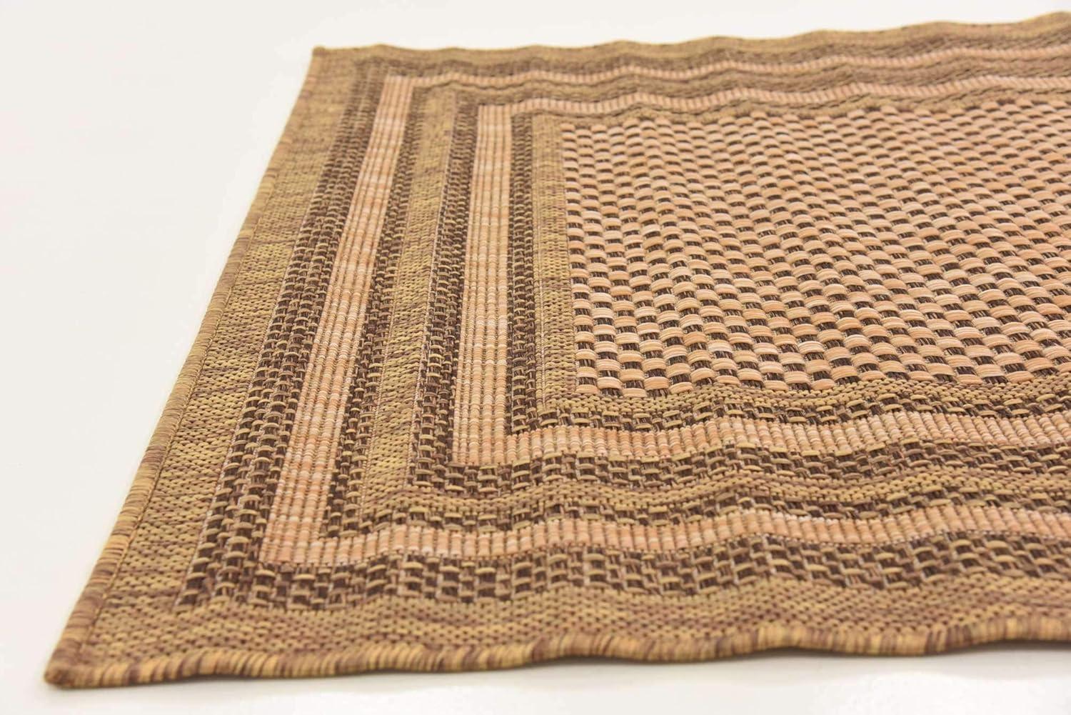 Light Brown and Gold Rectangular Outdoor Rug