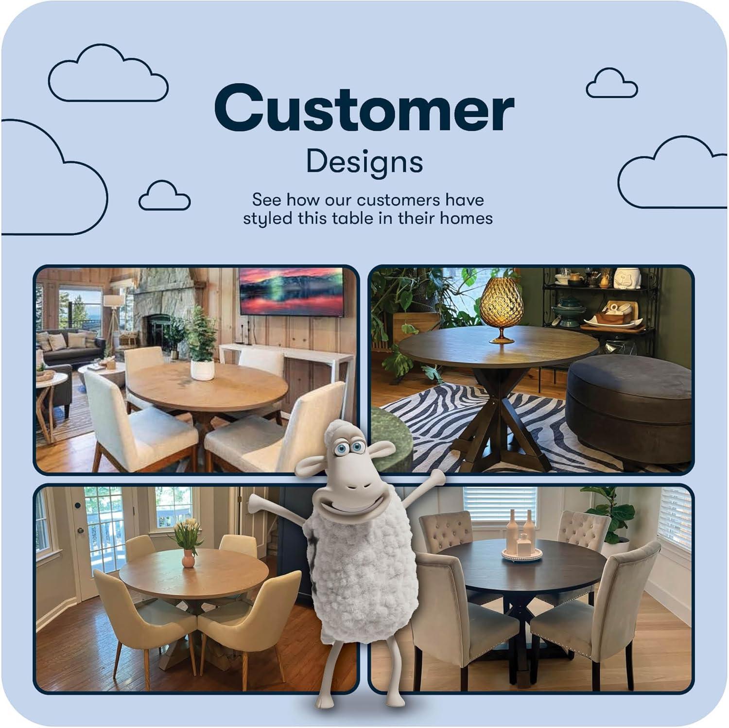 Finch Alfred Round Solid Wood Rustic Dining Table