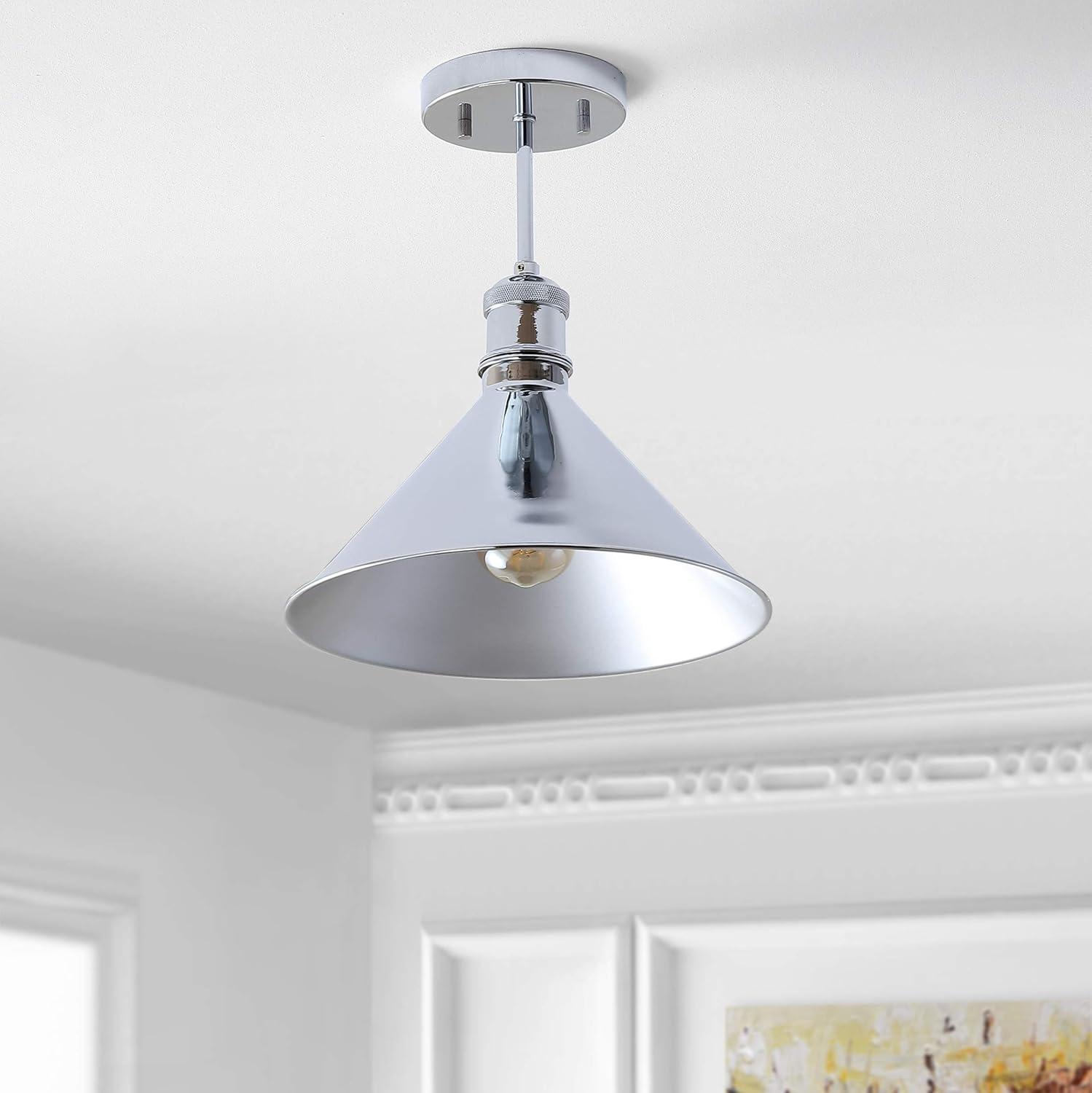 Nick 11" Chrome Metal LED Semi-Flush Mount Ceiling Light