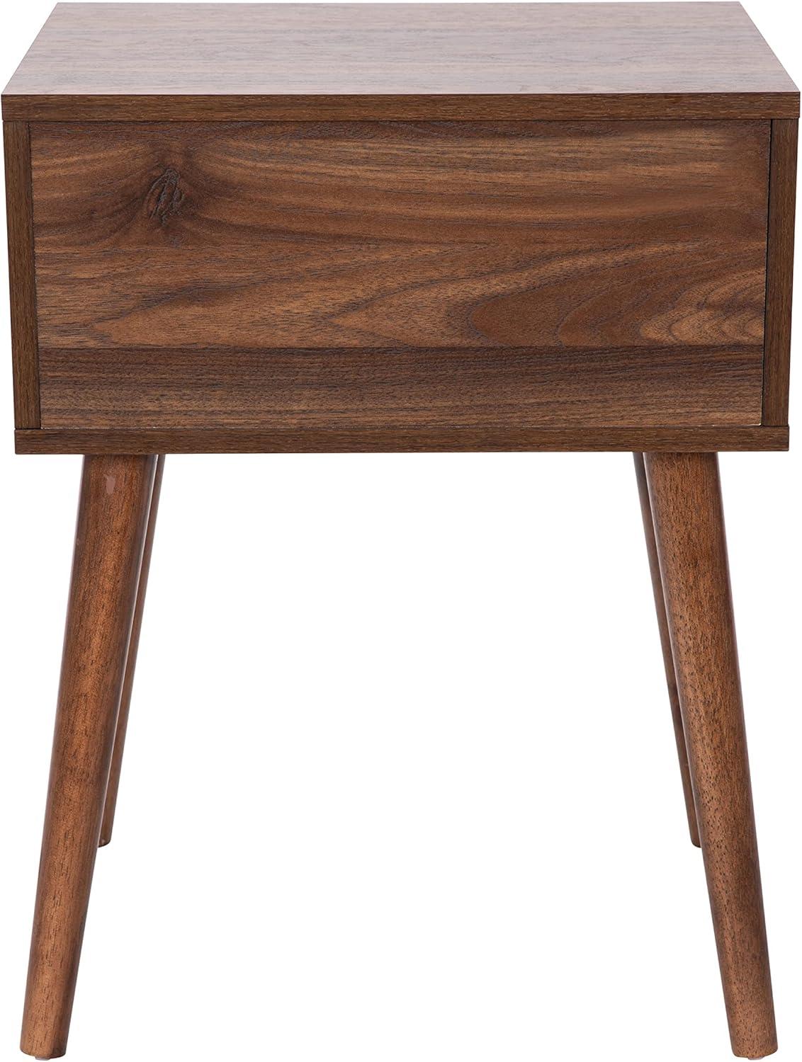 Walker Edison 2-Piece Mid-Century Solid Pine Wood Bedroom Nightstand in Walnut
