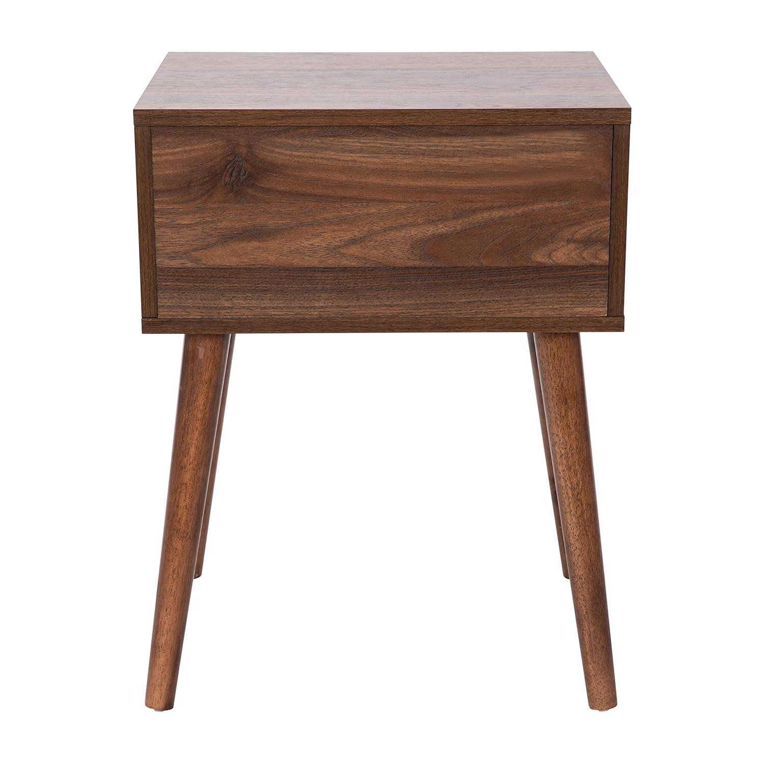 Walker Edison 2-Piece Mid-Century Solid Pine Wood Bedroom Nightstand in Walnut