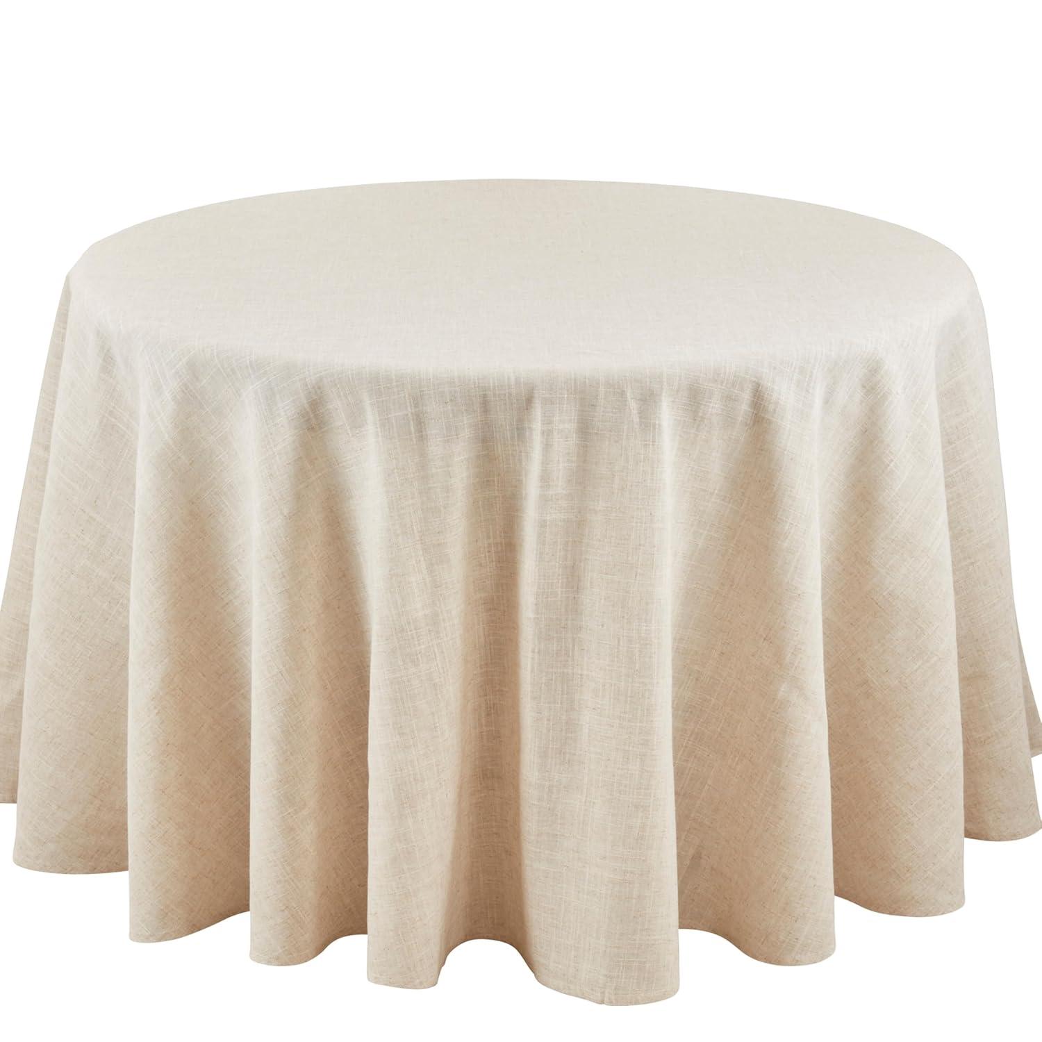 Saro Lifestyle Natural Toscana Tablecloth, Natural, 96" Round