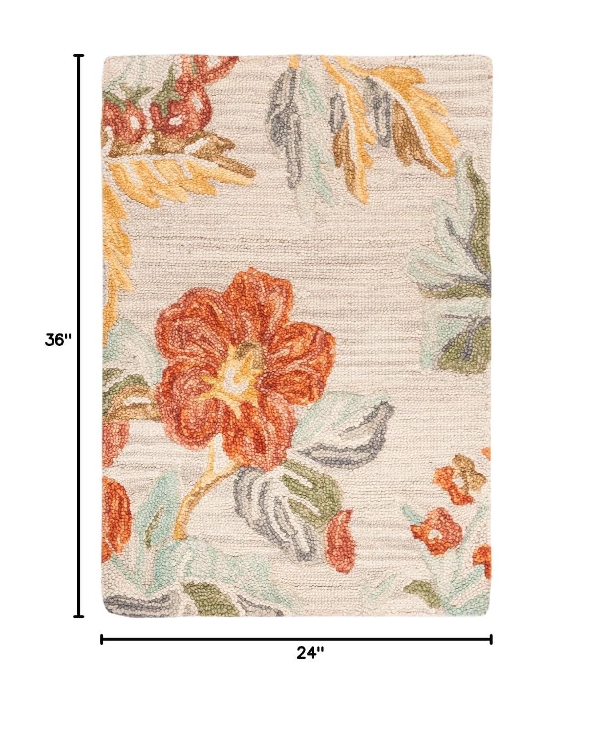 SAFAVIEH Blossom Caiden Floral Wool Area Rug, Grey/Red, 10' x 14'