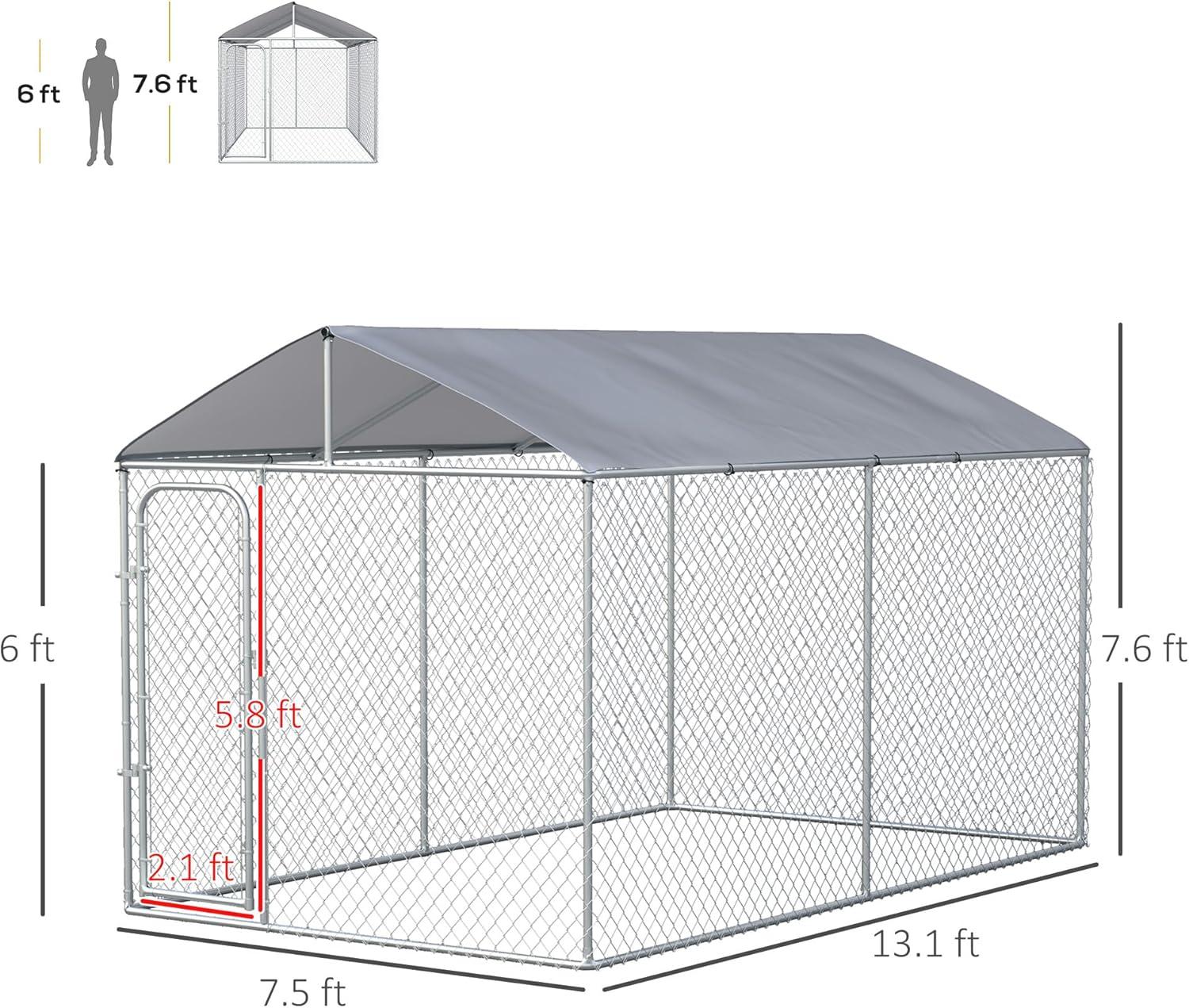 Pawhut Dog Kennel Heavy Duty Playpen with Galvanized Steel Secure Lock, 13' x 7.5' x 7.5'