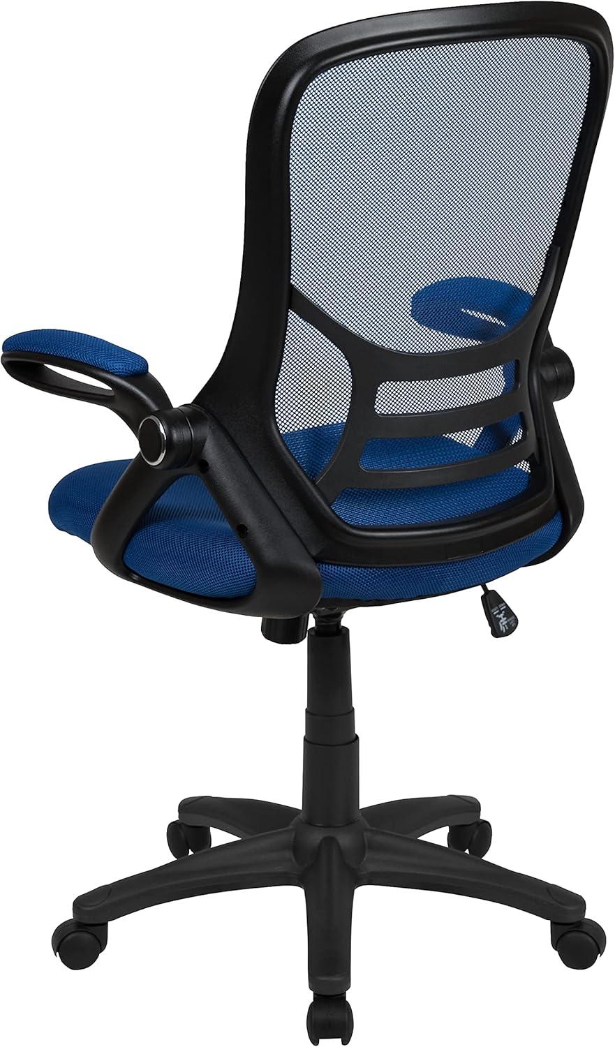 Porter Ergonomic Mesh High-Back Swivel Office Chair with Flip-Up Armrests, Blue