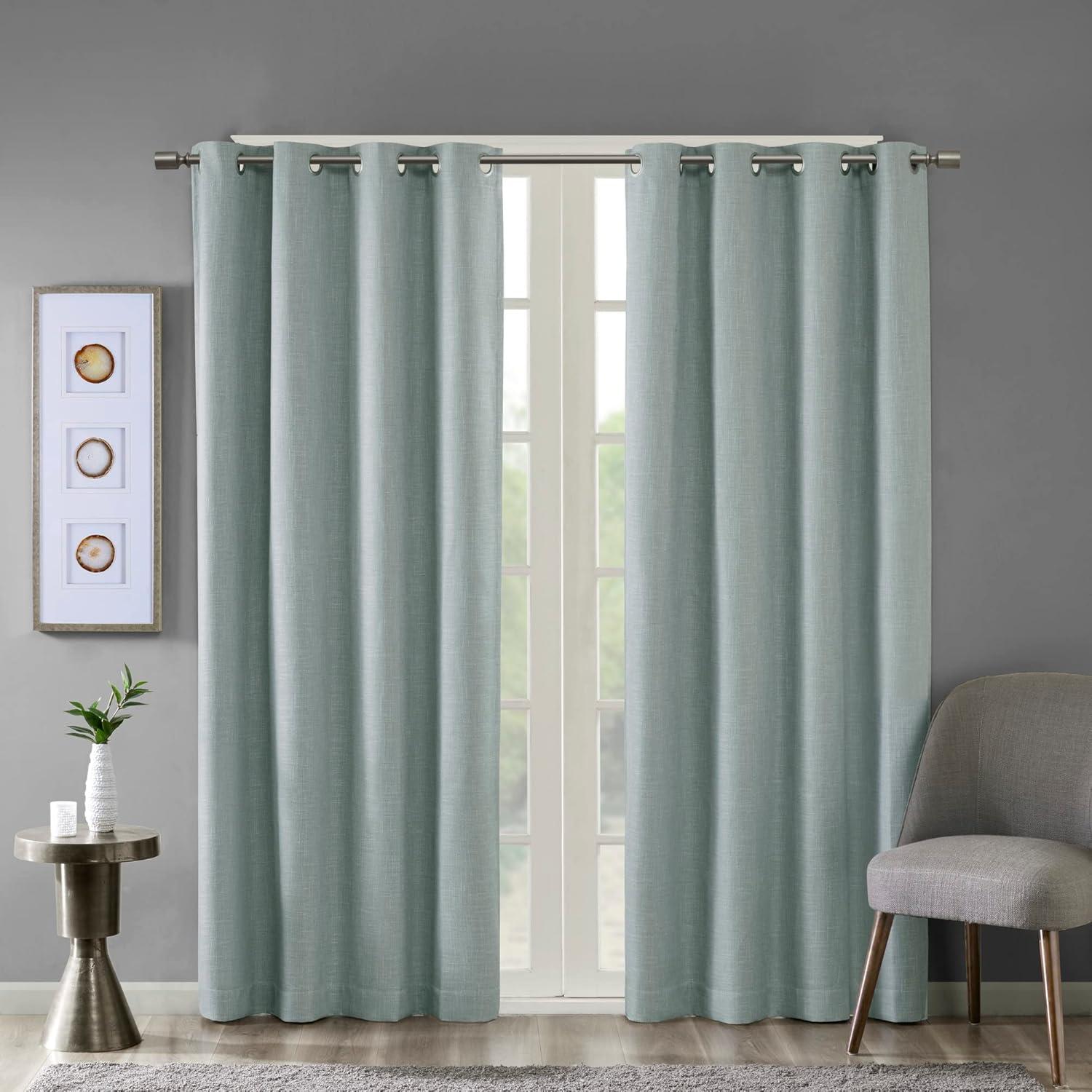 Madison Park Maya Printed Heathered Blackout Grommet Top Single Curtain Panel