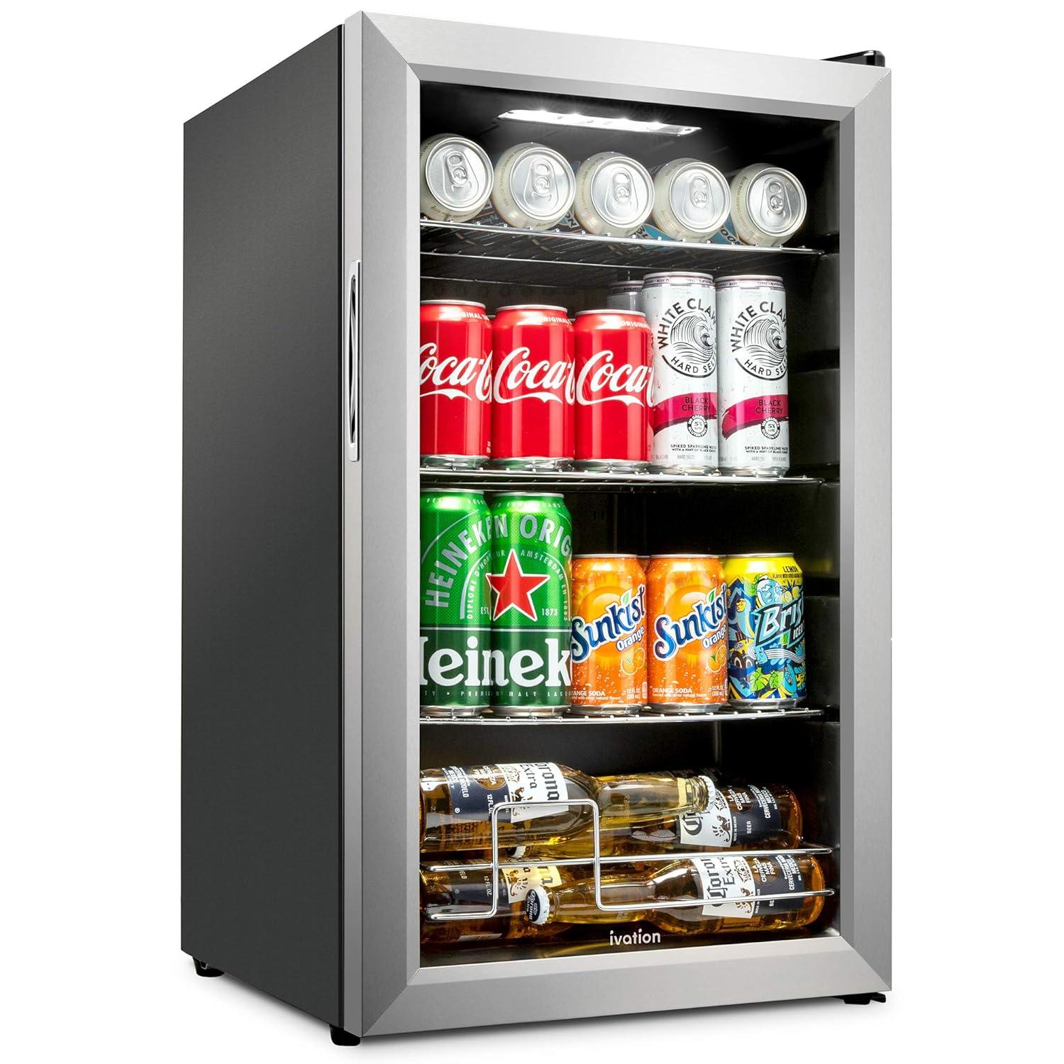 Ivation 101 Can Mini Fridge, Small Adjustable Beverage Refrigerator