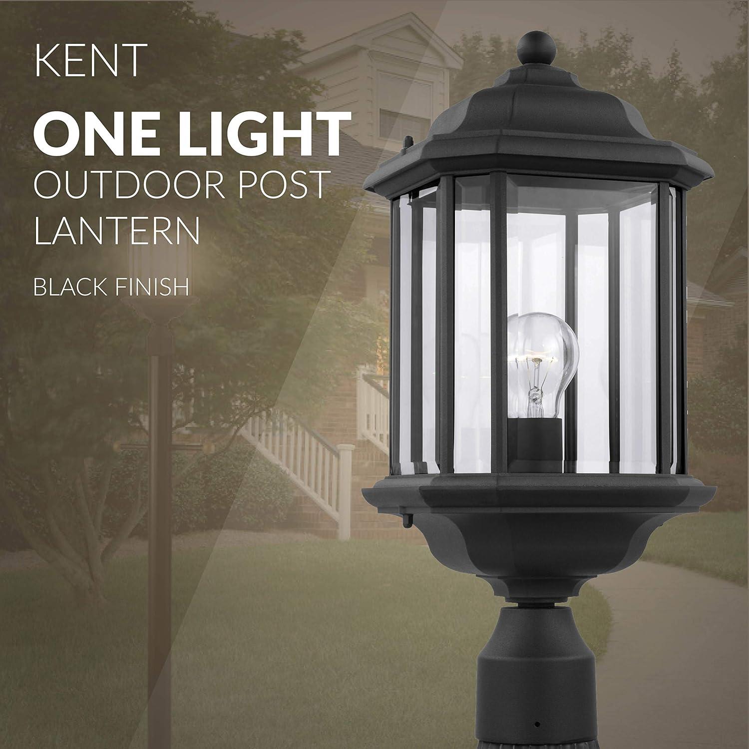 Black Outdoor Post Lantern with Clear Beveled Glass