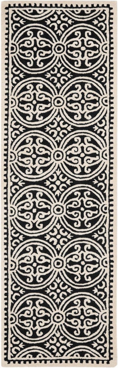 Black and Ivory Hand-Tufted Wool Area Rug 11' x 15'