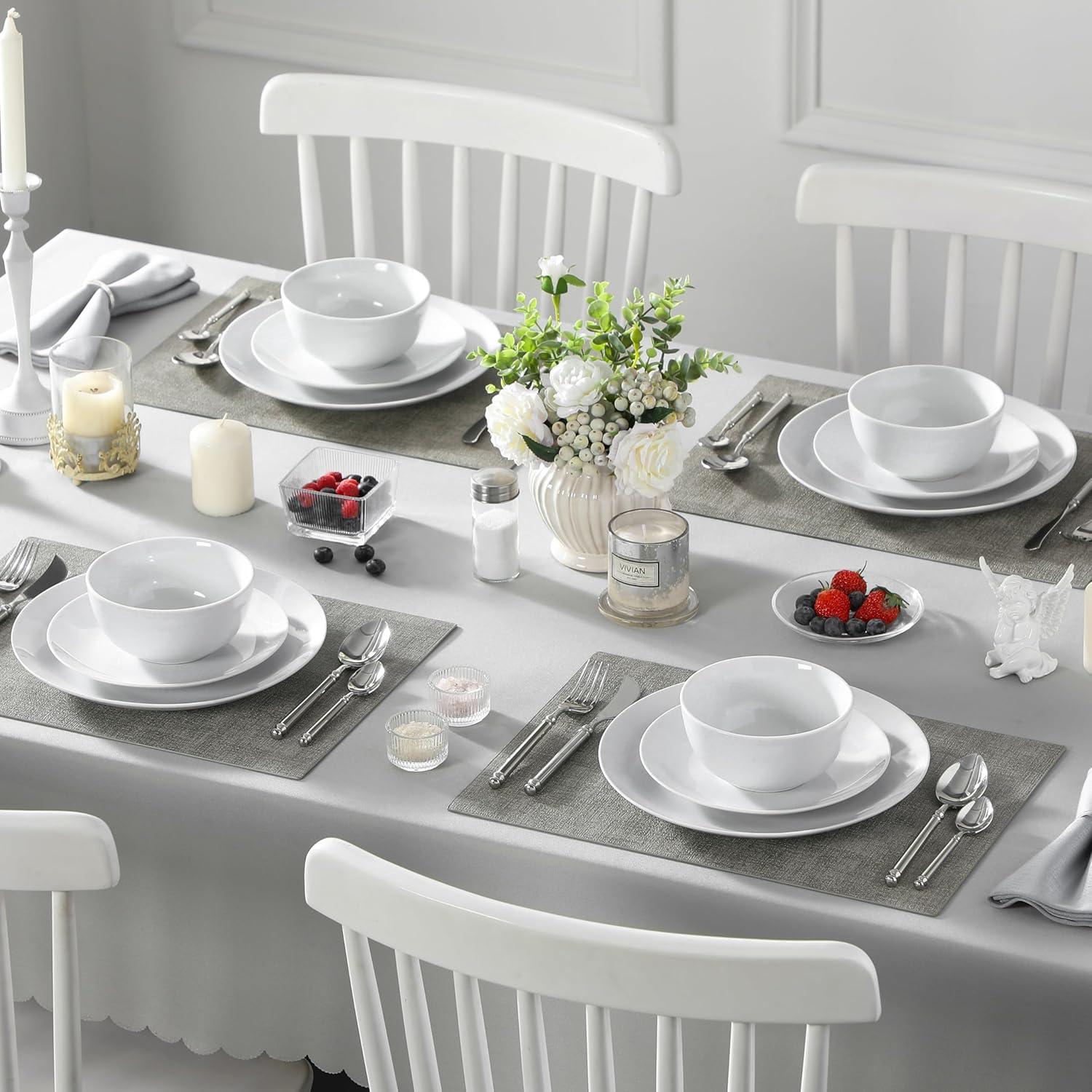 Amelia 12-Piece Off-White Porcelain Dinnerware Set