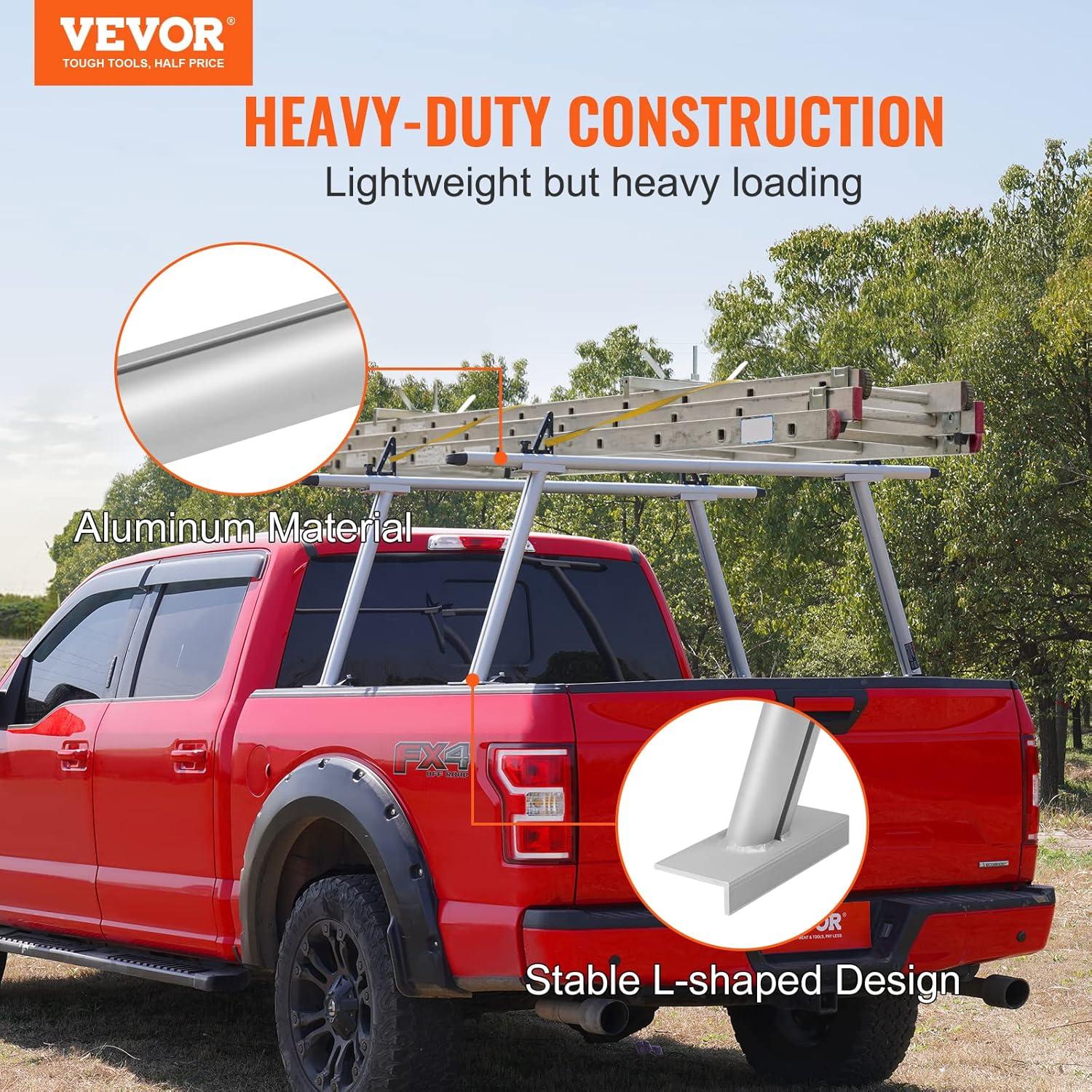 VEVOR Truck Rack, 800 lbs Capacity, 71" Aluminum Ladder Rack