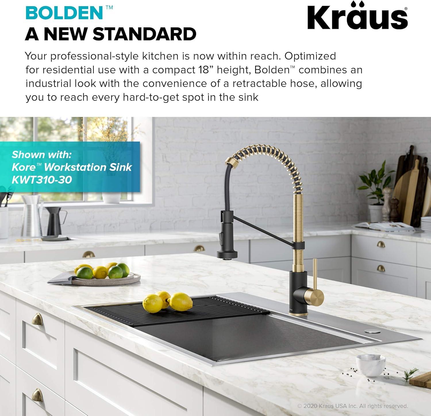 KRAUS Bolden Commercial Style 2-Function Single Handle Pull Down Kitchen Faucet