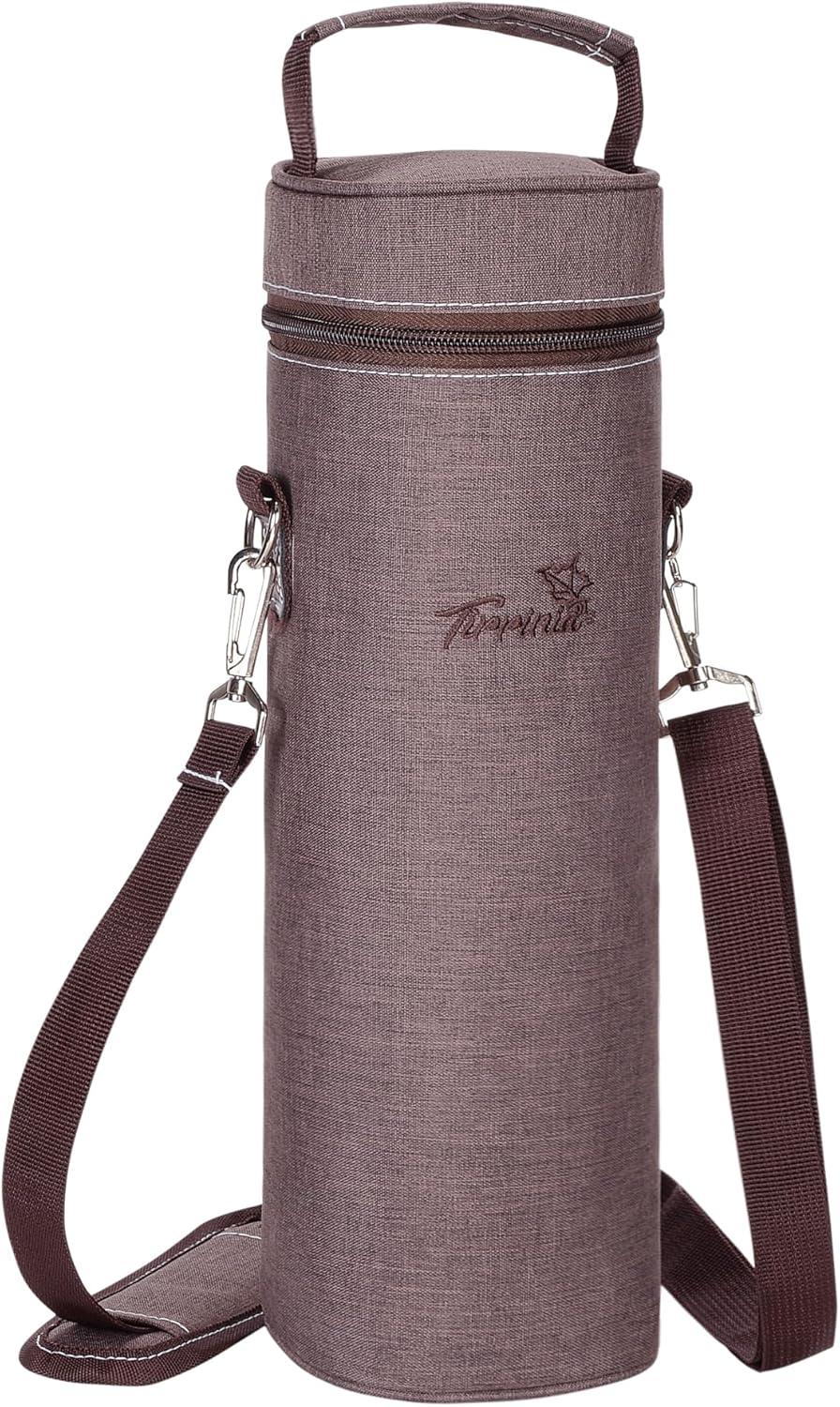 Tirrinia Single Wine Gift Bag, Portable Wine Cooler Bag, Insulated Bottle Carrier Tote, Wine Bag, Wine Lovers Must Haves, Brown