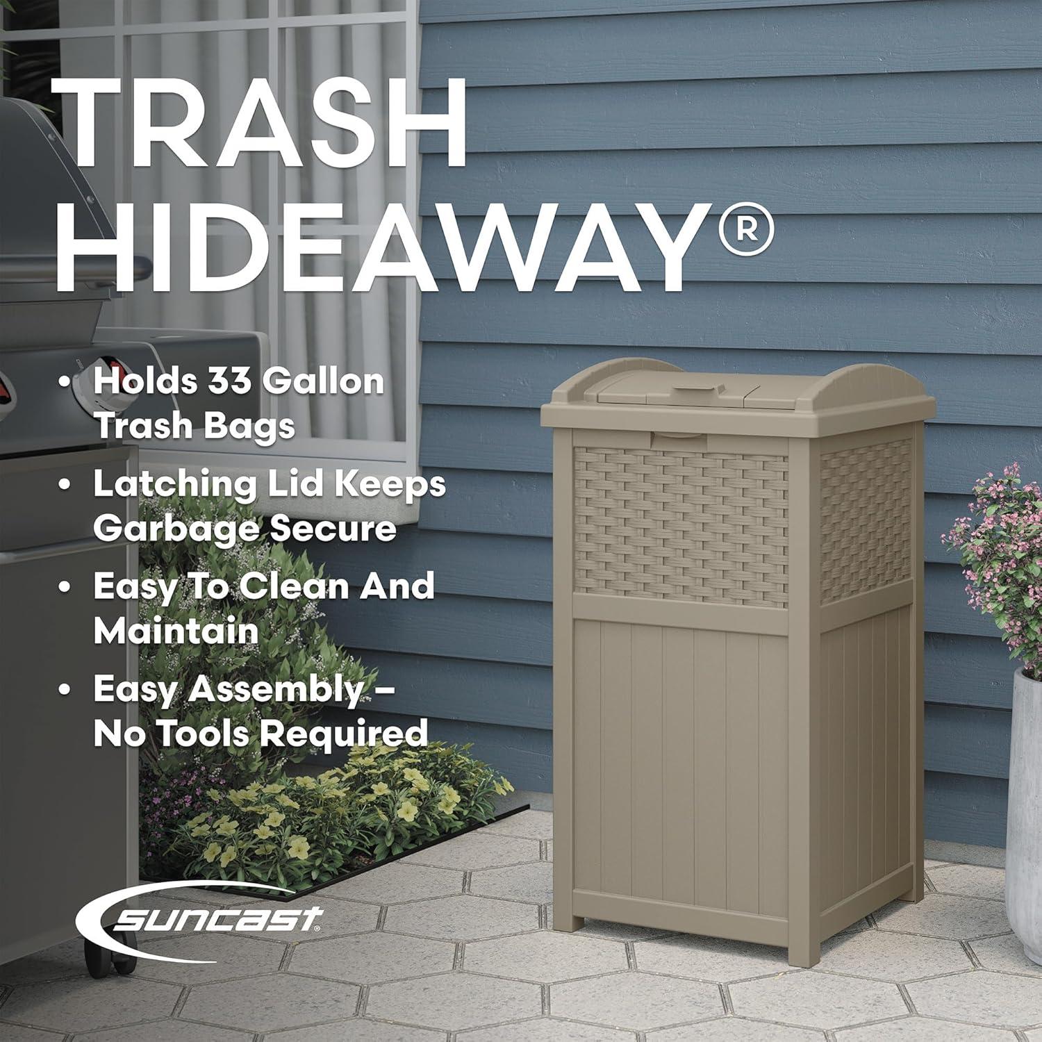 Suncast Suncast 33 Gallon Manual Lift Trash Hideaway Container