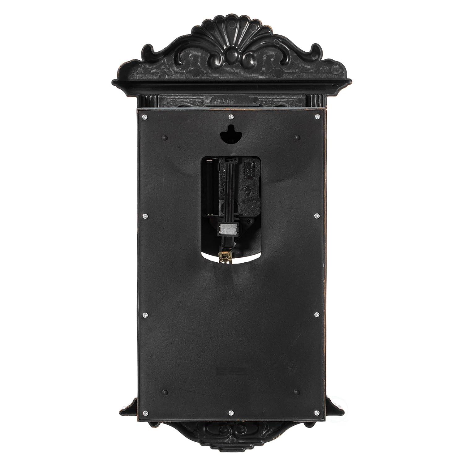 Clockswise Vintage Grandfather Wood-Looking Plastic Pendulum Decorative Battery-Operated Wall Clock, for Home Decor, Brown