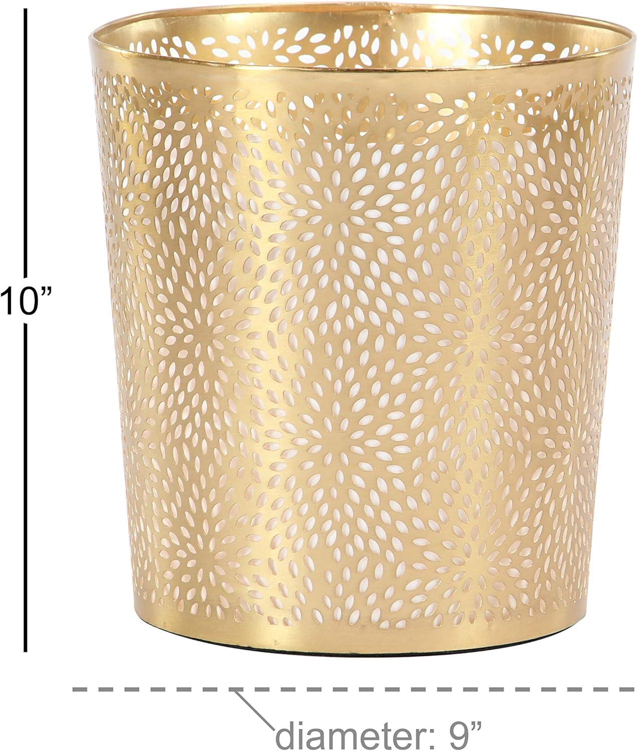 CosmoLiving by Cosmopolitan Modern Perforated Design Round Metal Waste Basket